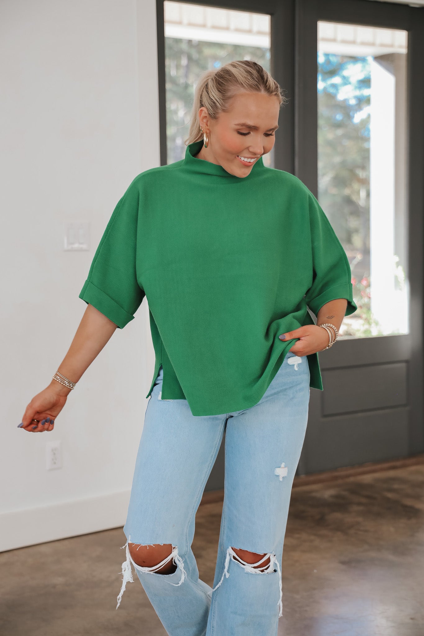 Simple But Festive Hunter Green Top