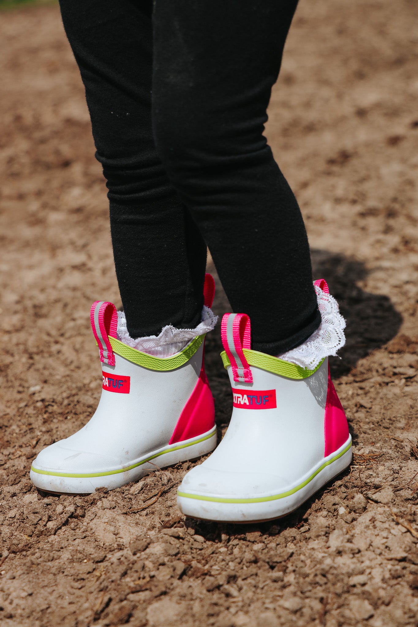 Little Kid's XTRATUF Ankle Deck Boots in White Multi Pink