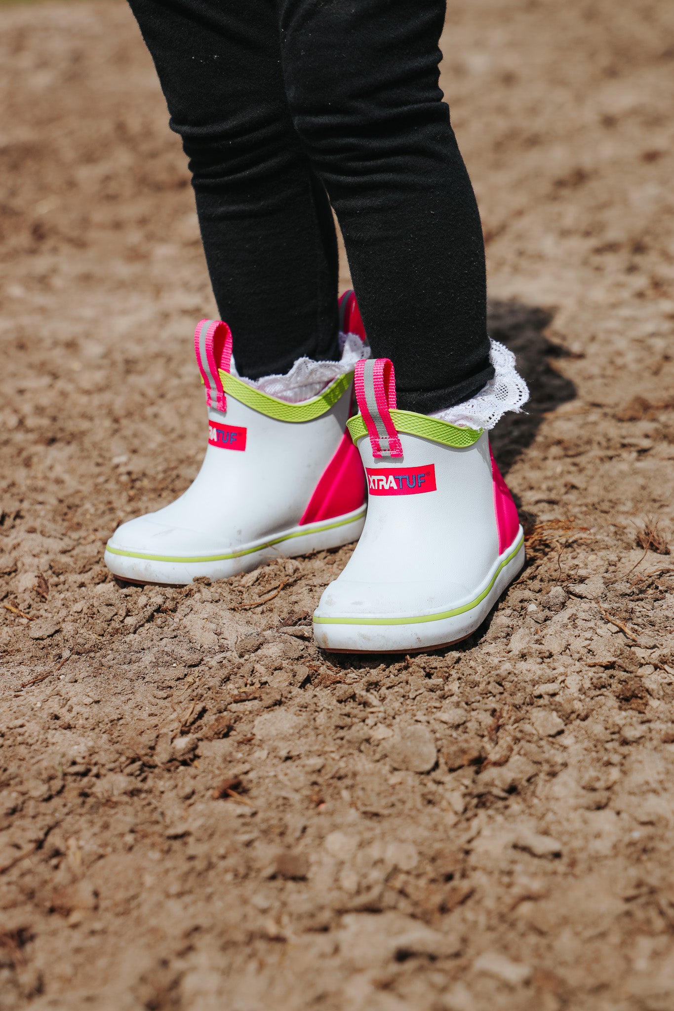 Little Kid's XTRATUF Ankle Deck Boots in White Multi Pink