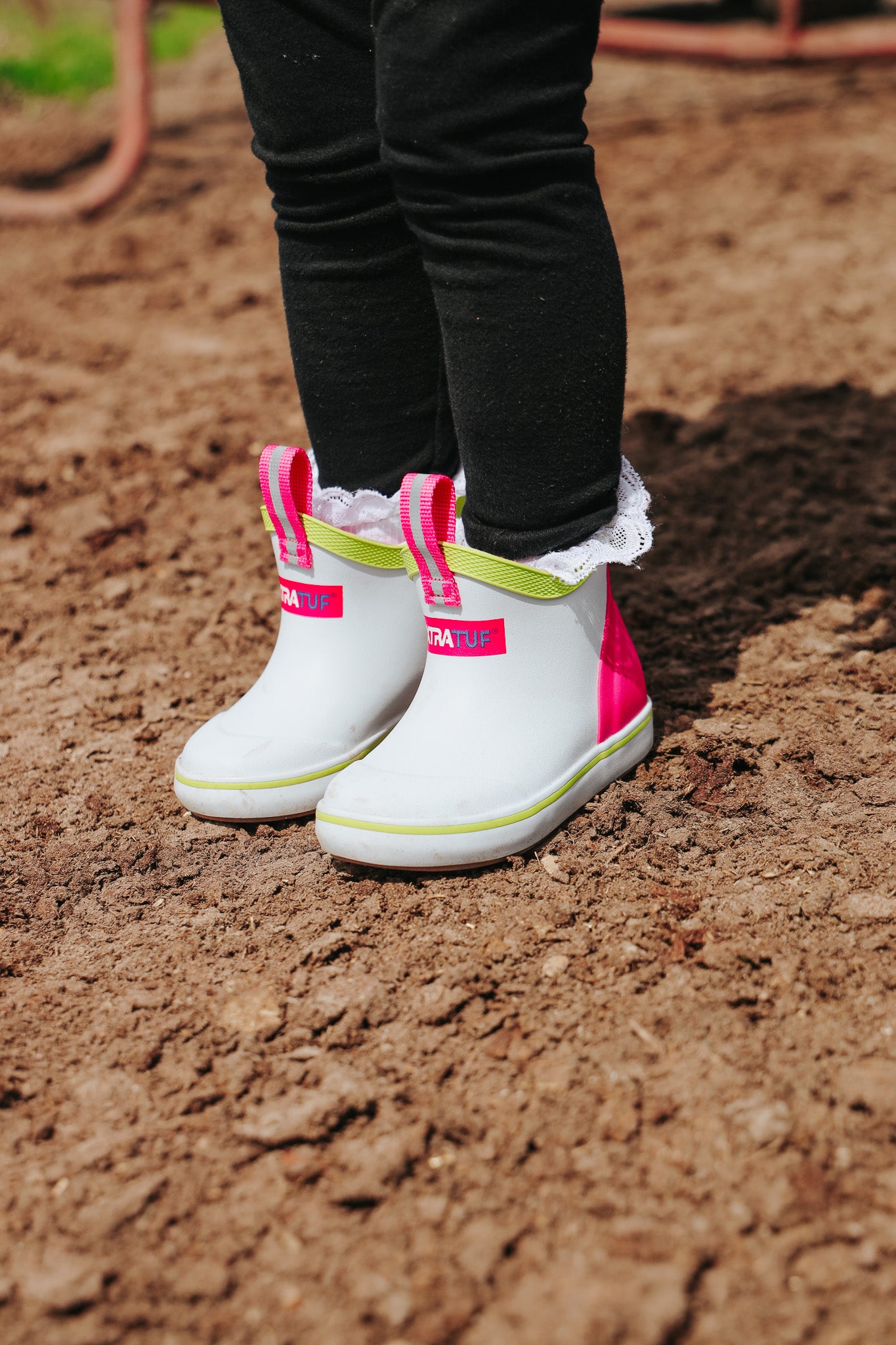 Little Kid's XTRATUF Ankle Deck Boots in White Multi Pink