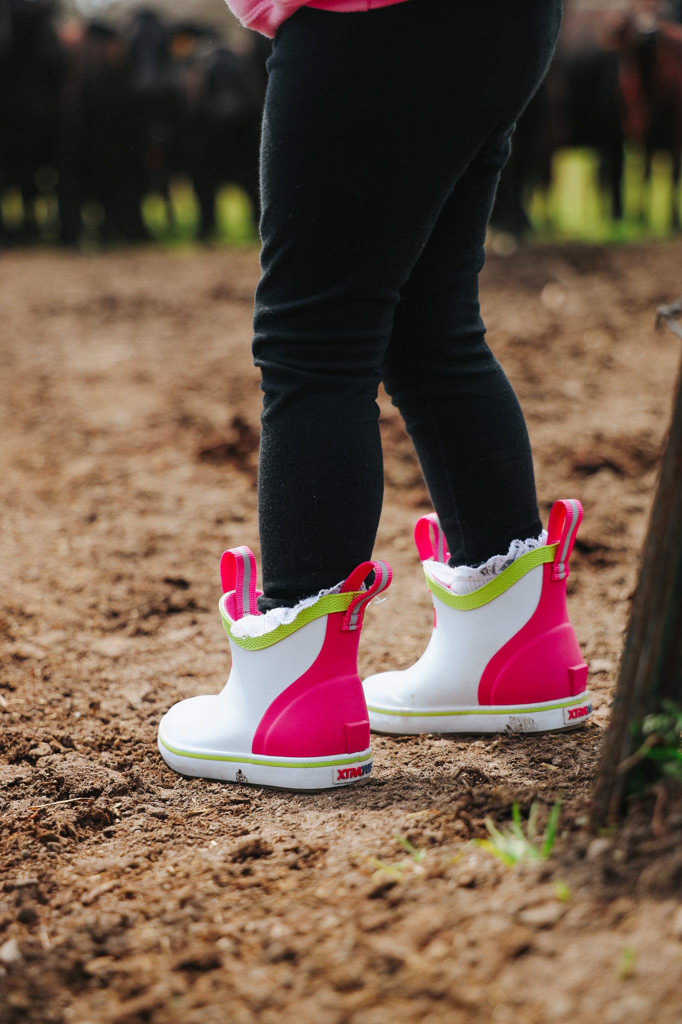 Little Kid's XTRATUF Ankle Deck Boots in White Multi Pink