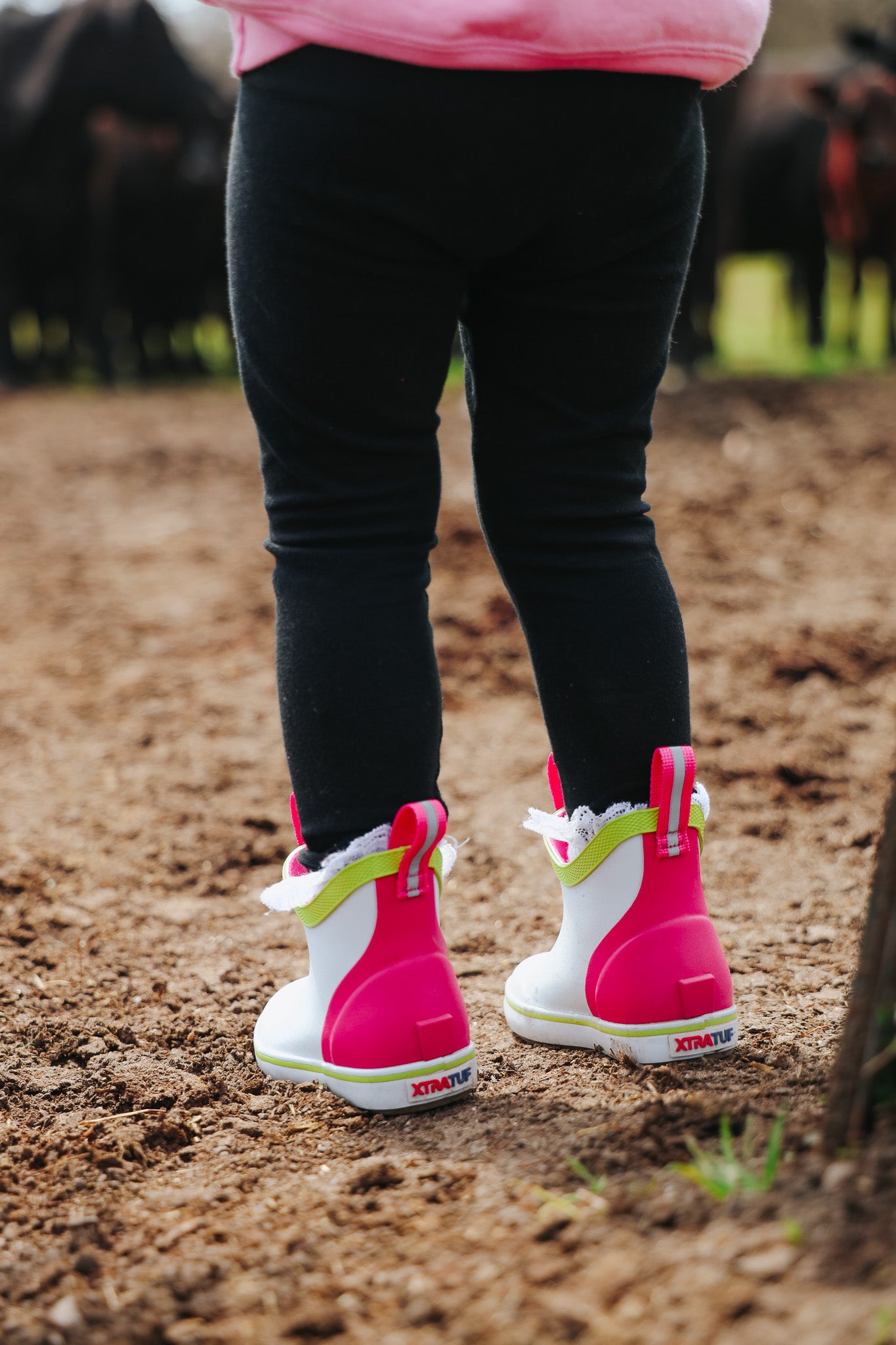 Little Kid's XTRATUF Ankle Deck Boots in White Multi Pink