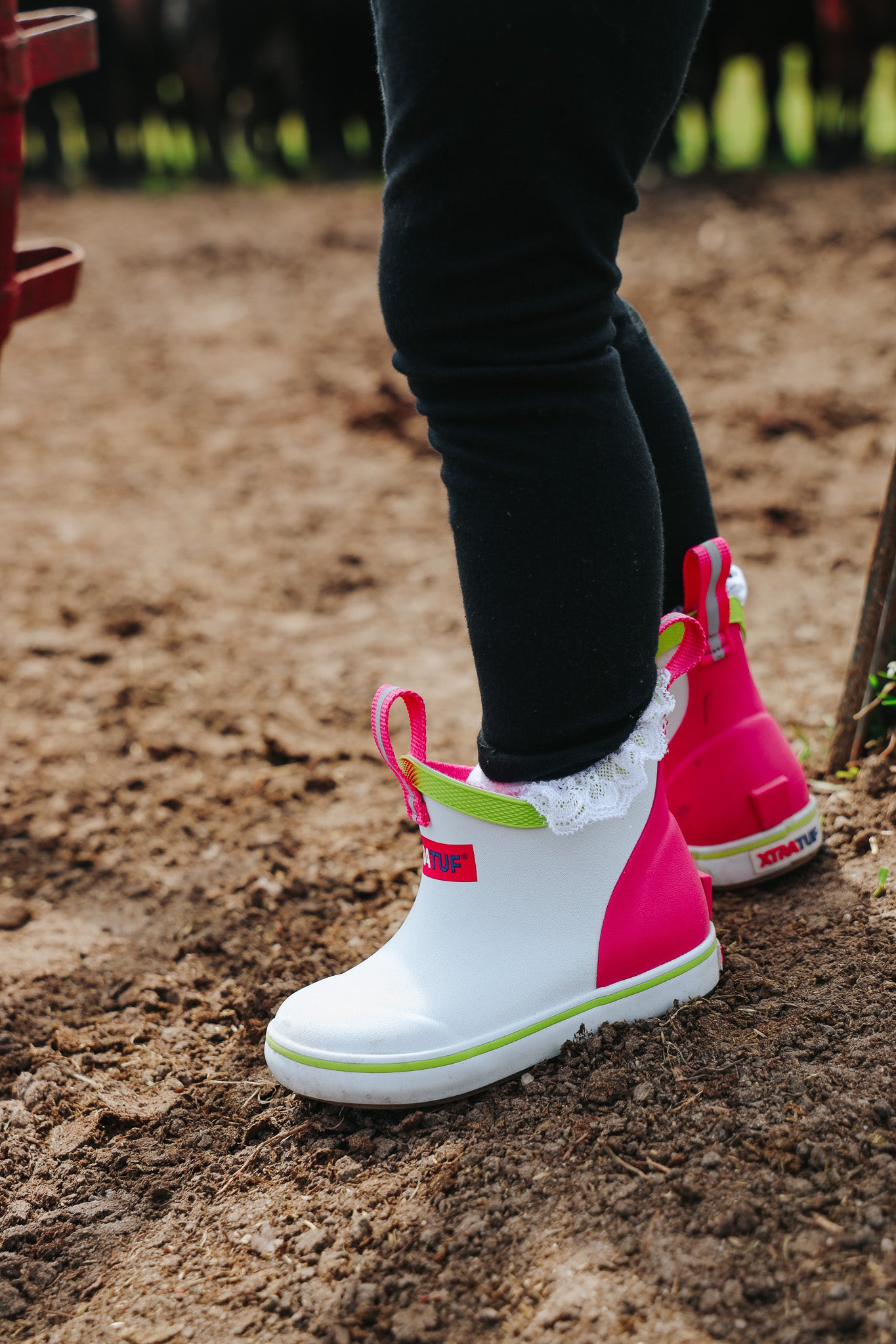 Little Kid's XTRATUF Ankle Deck Boots in White Multi Pink