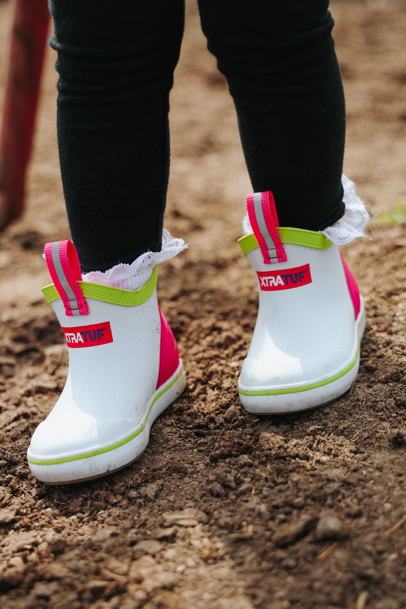 Little Kid's XTRATUF Ankle Deck Boots in White Multi Pink