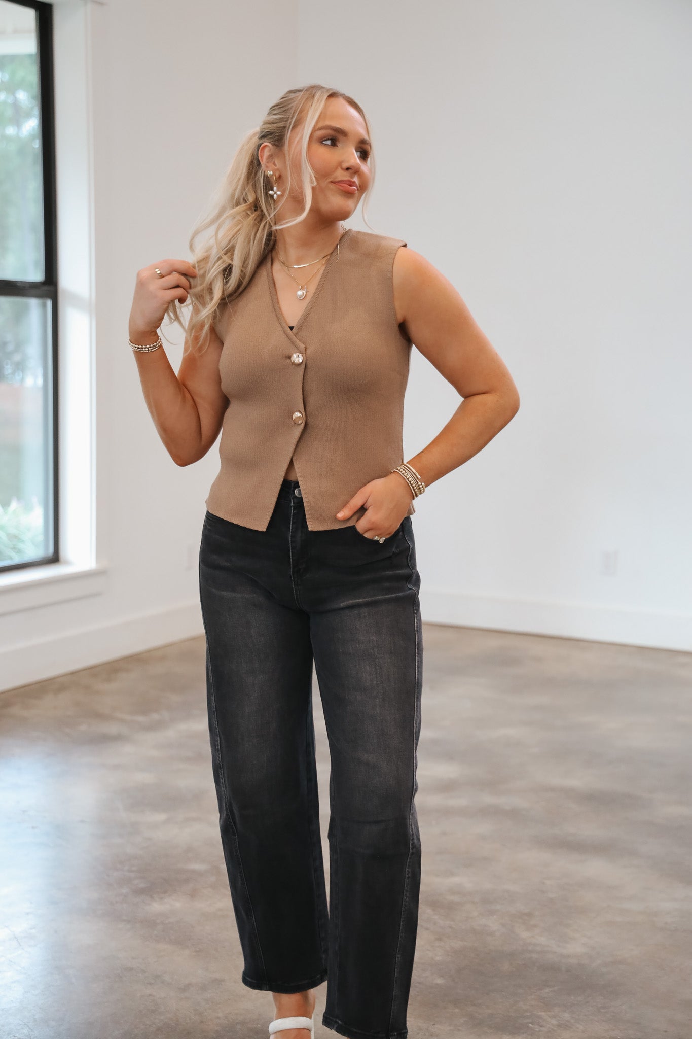 The City Life Mocha Sweater Vest