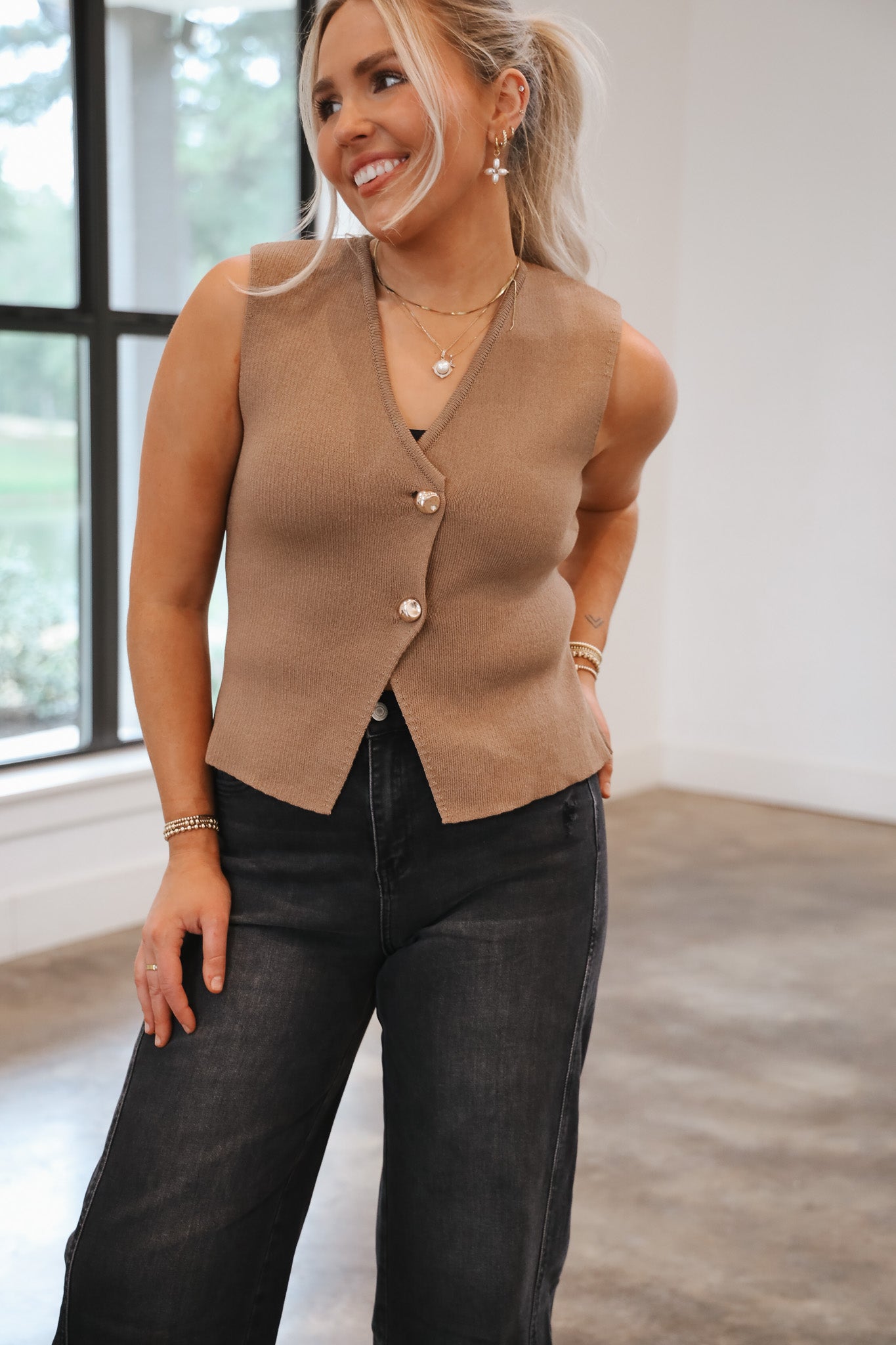 The City Life Mocha Sweater Vest