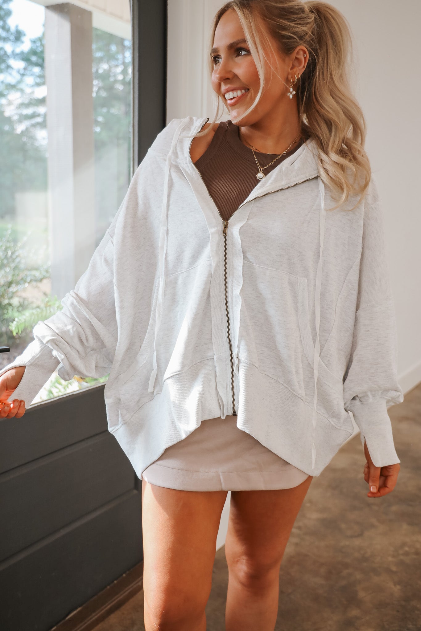Cool Breeze Oversized Jacket in Light Grey