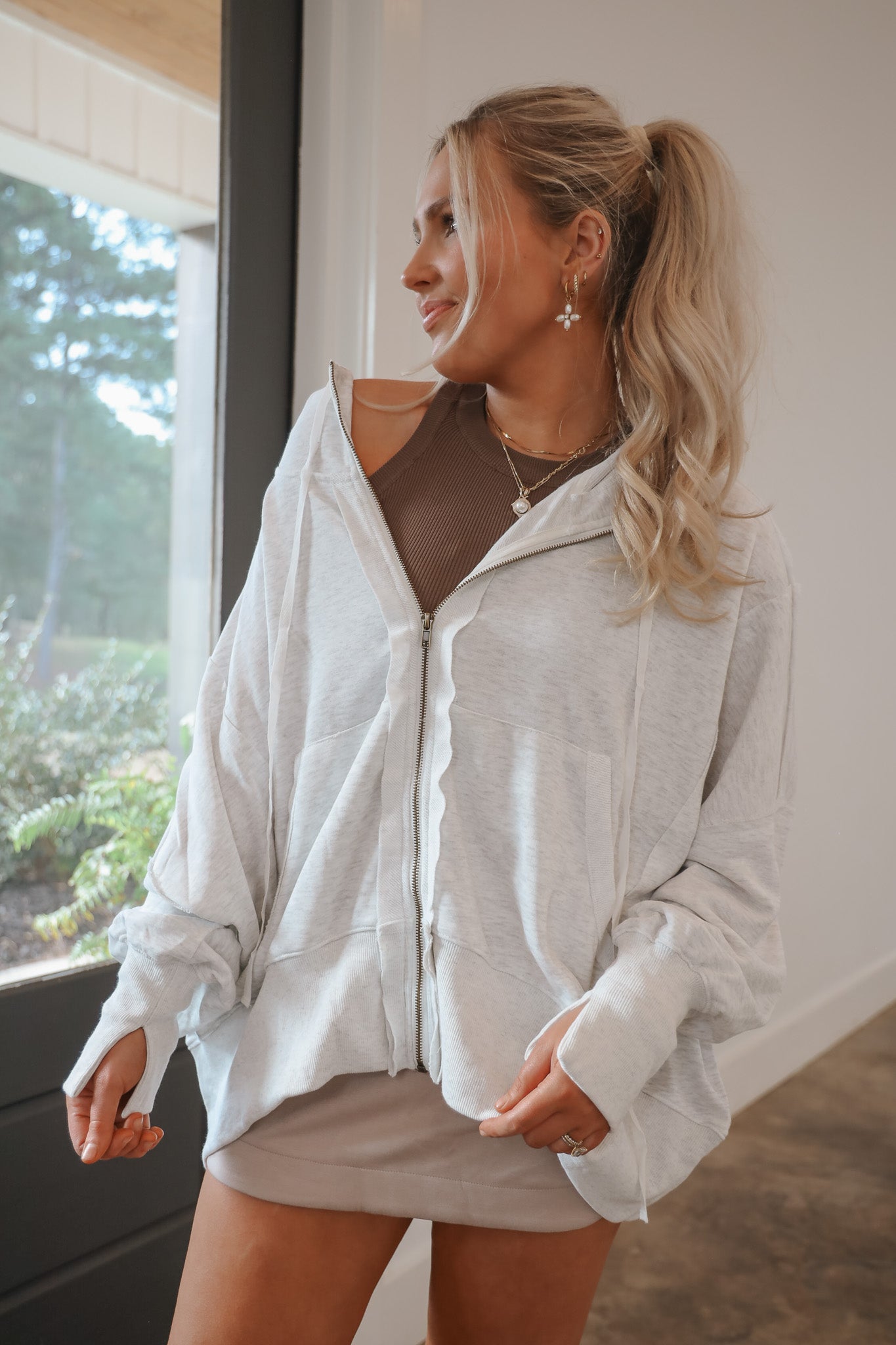 Cool Breeze Oversized Jacket in Light Grey