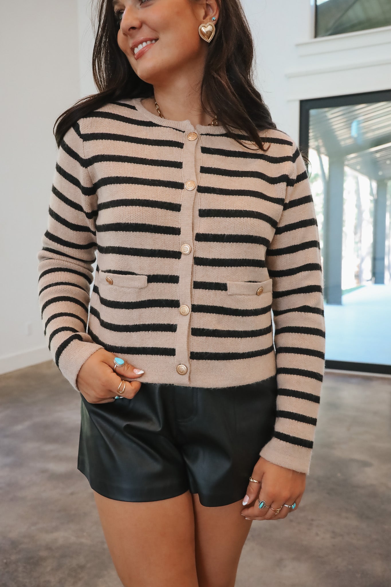 The Luxe Stripe Knit Cardigan Top