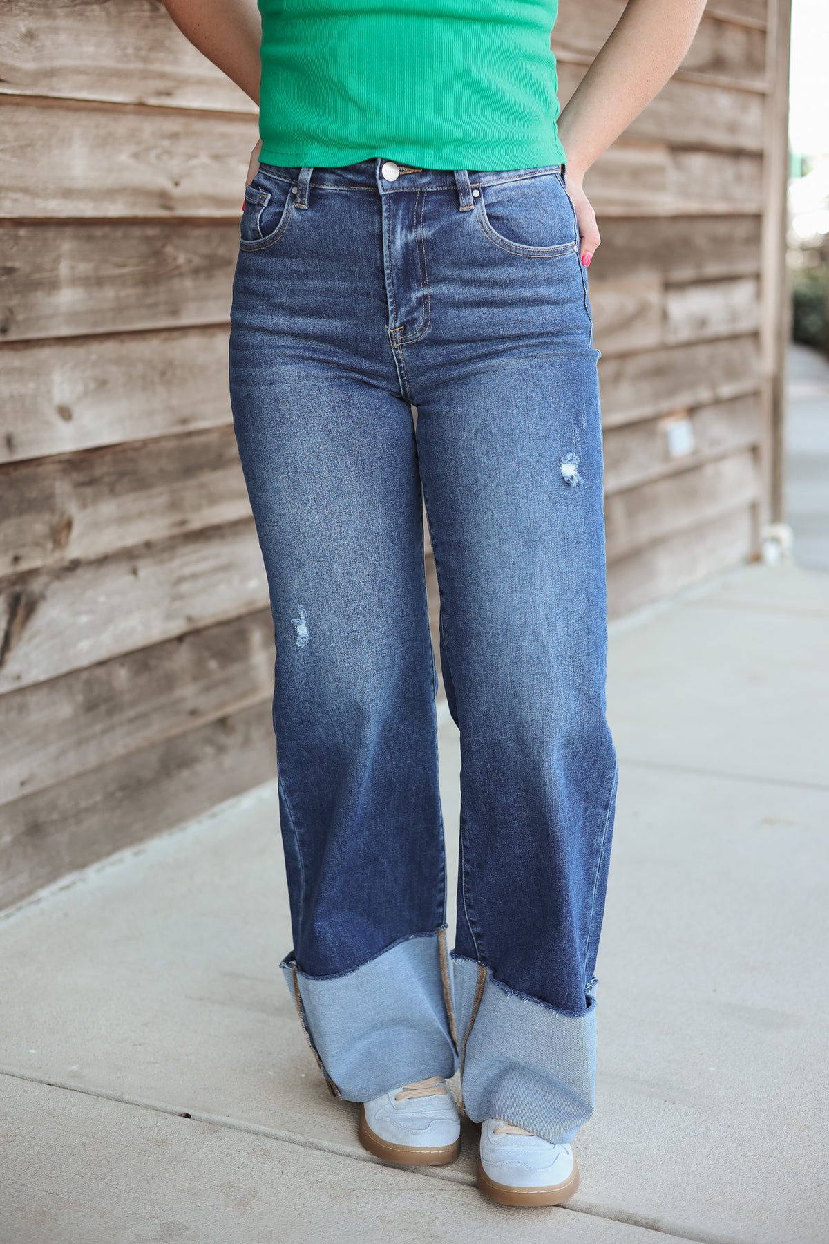 The Makenna High Rise Wide Cuffed Jeans