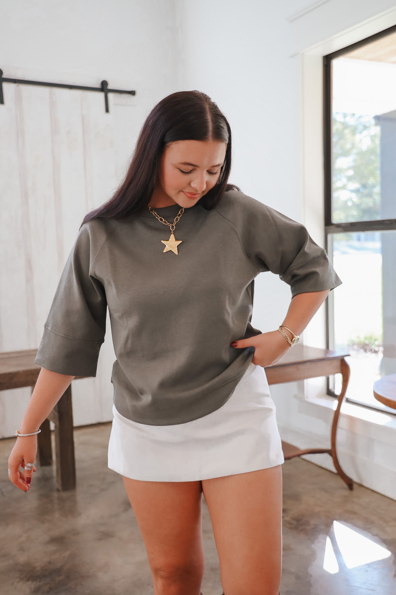 Street Style Scuba Top in Olive