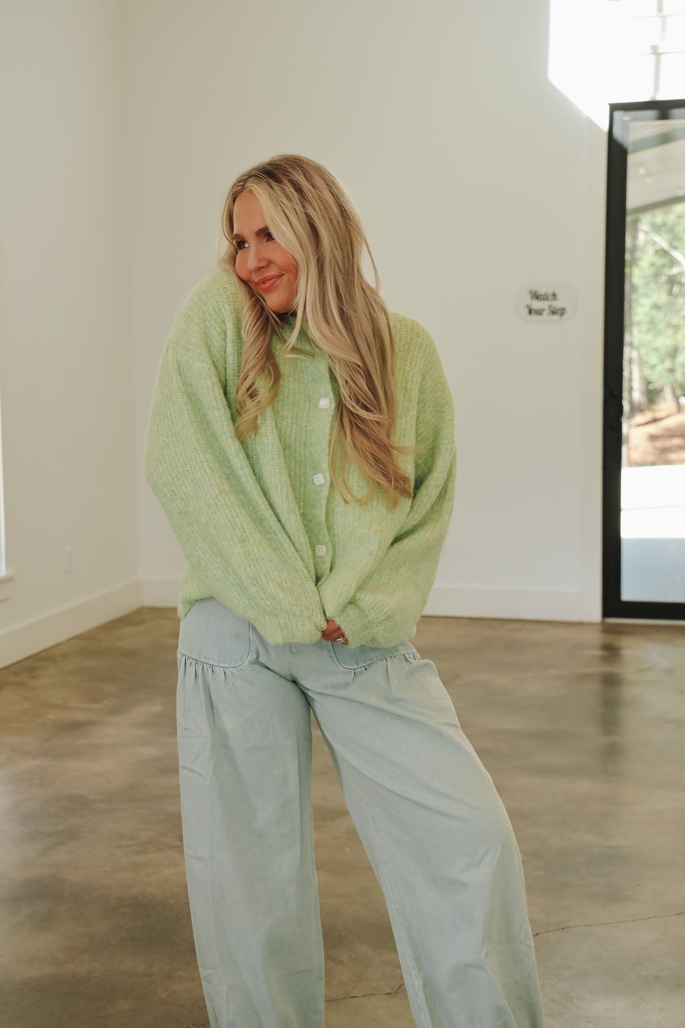 Crisp Air Lime Cardigan Top