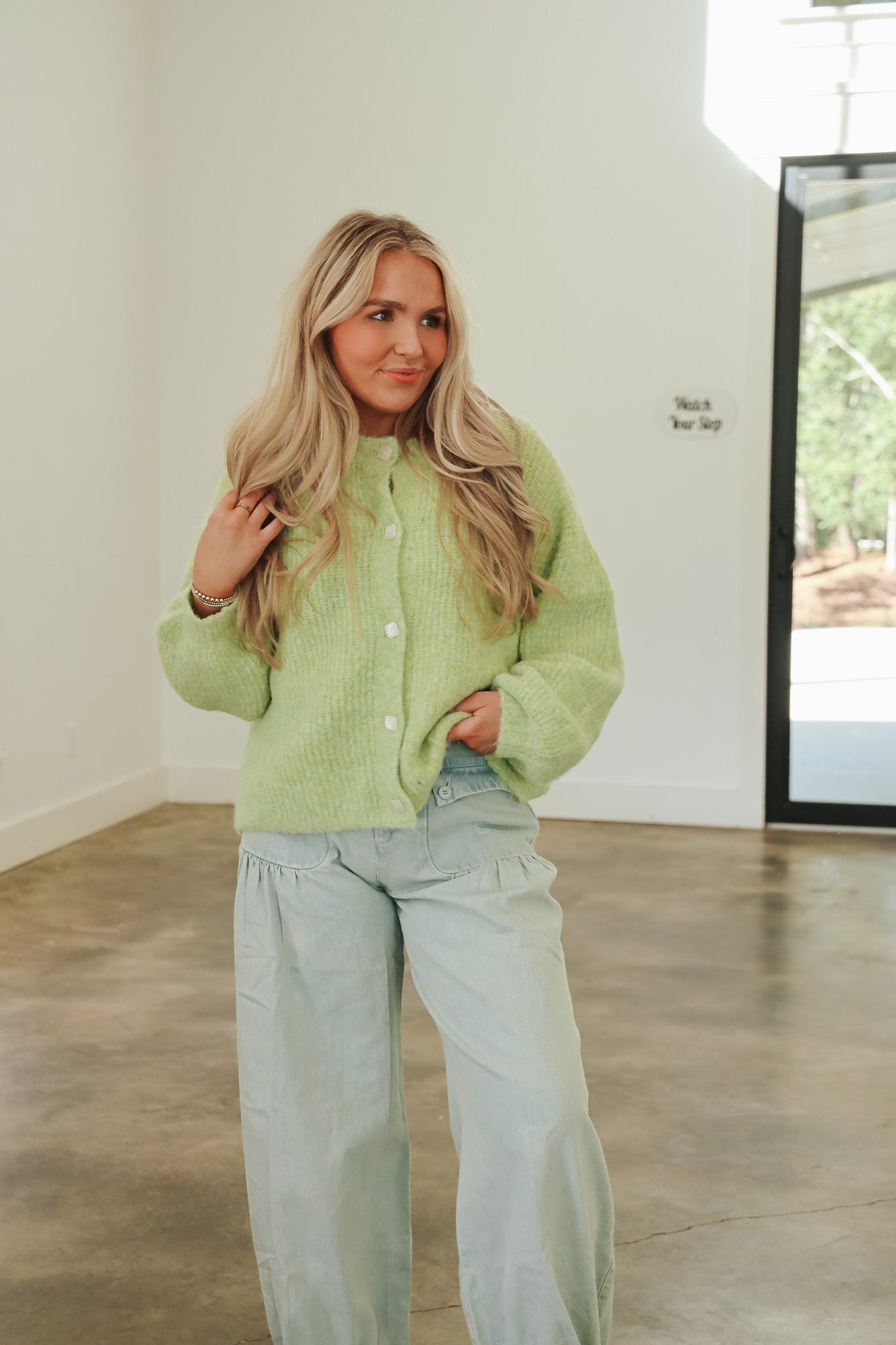Crisp Air Lime Cardigan Top