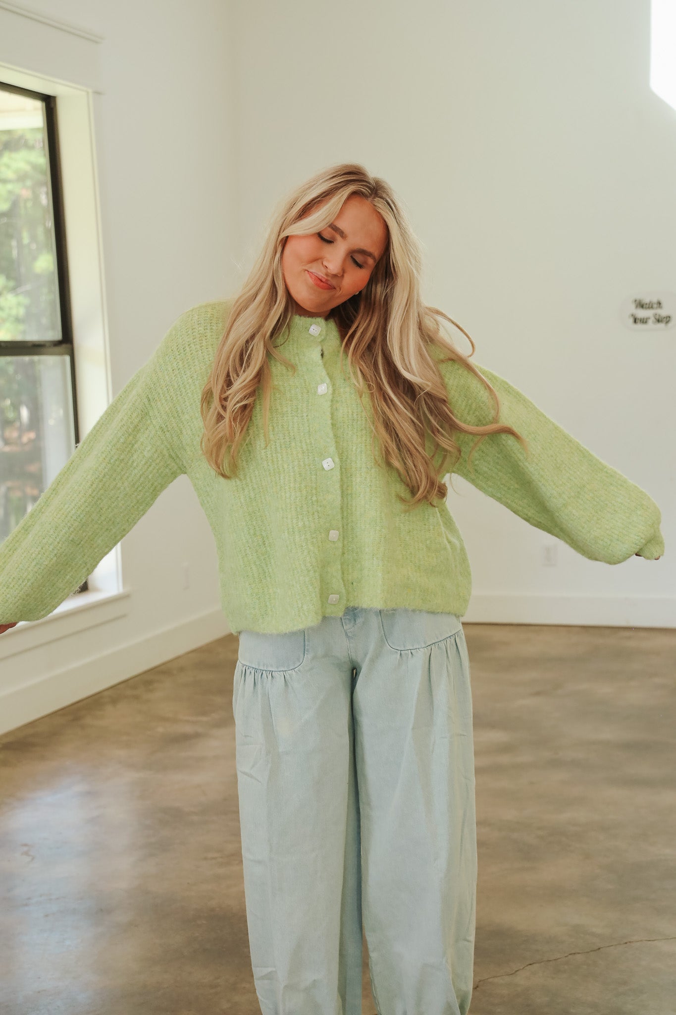 Crisp Air Lime Cardigan Top