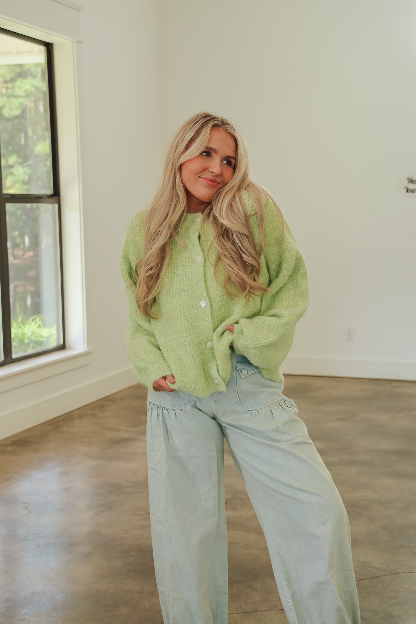 Crisp Air Lime Cardigan Top