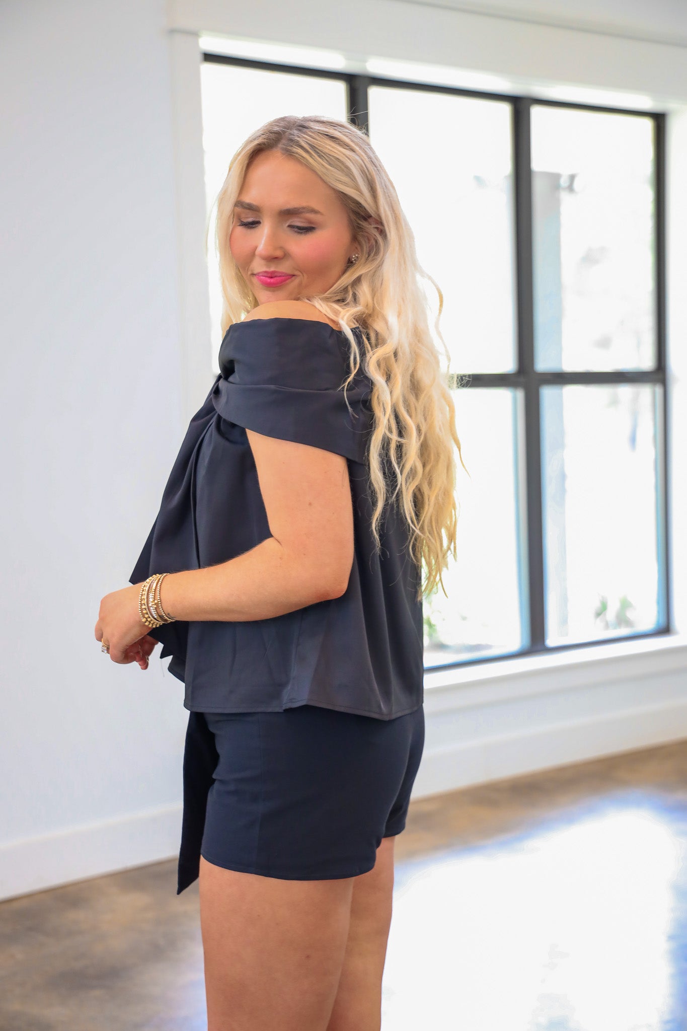 My Kind of Love Black Bow Off Shoulder Top