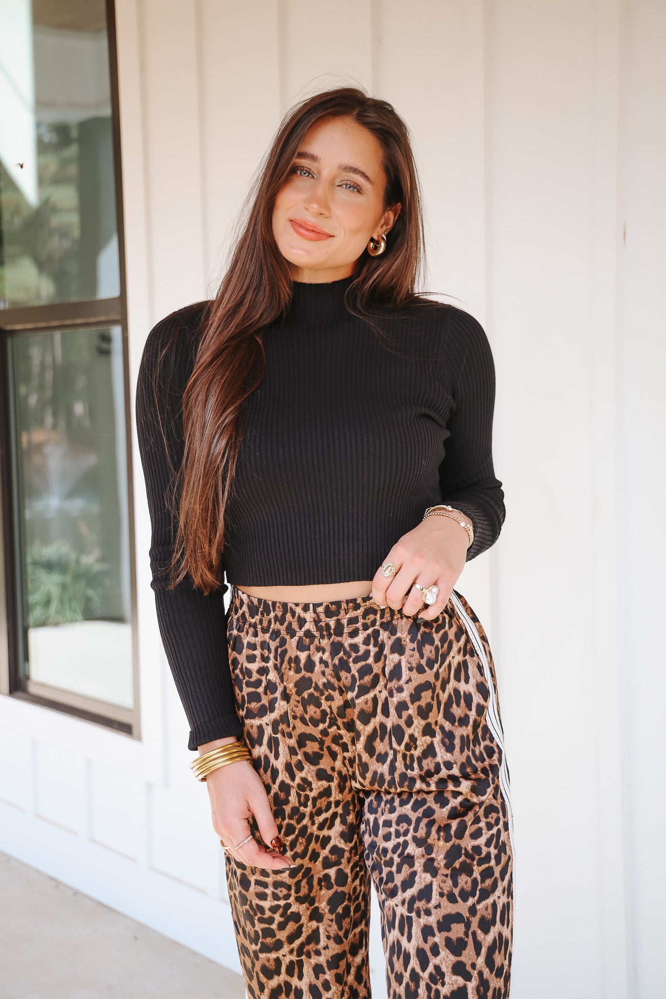 That's My Call Black Ribbed Turtleneck Top