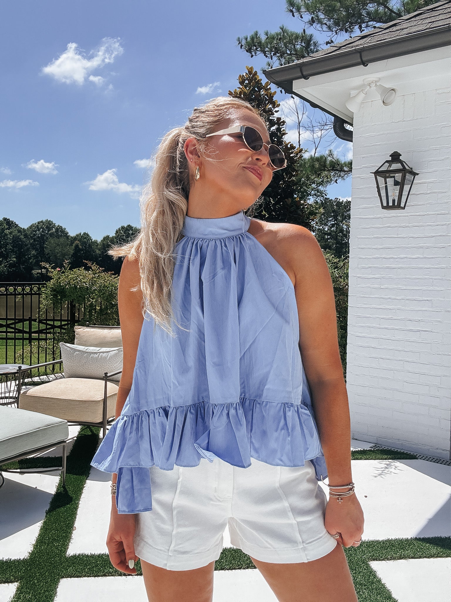 Flirty Feels Top in Blue