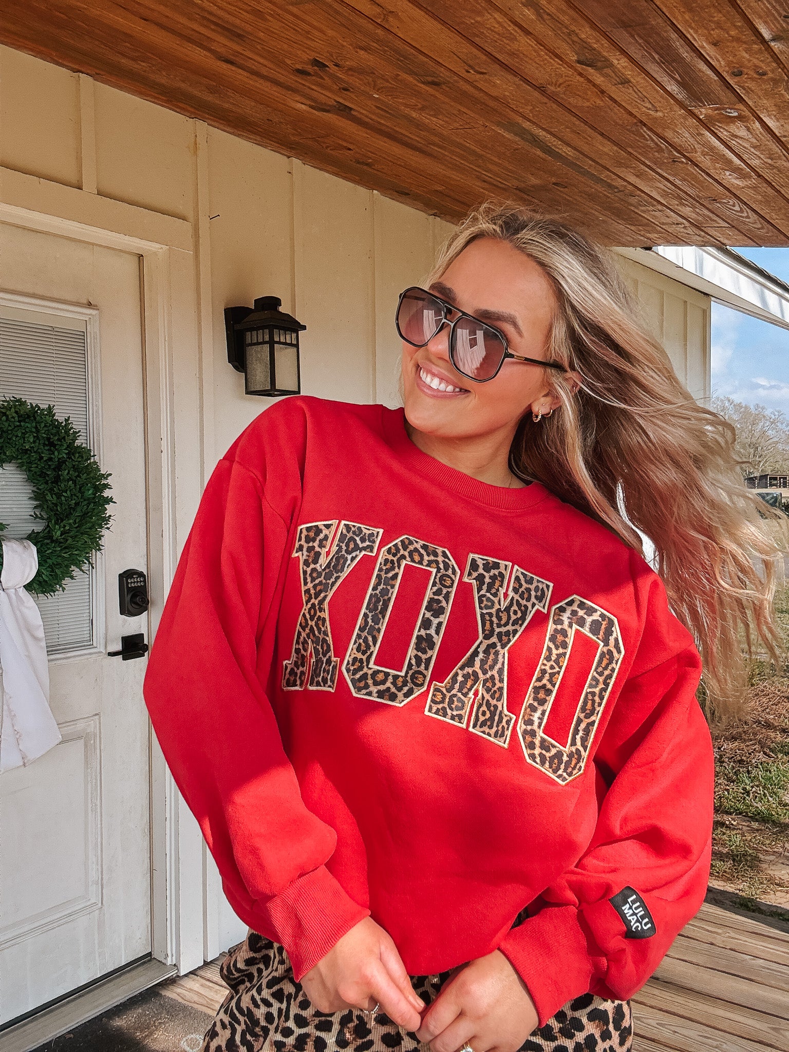 Lulu Mac XOXO Leopard Sweatshirt in Red