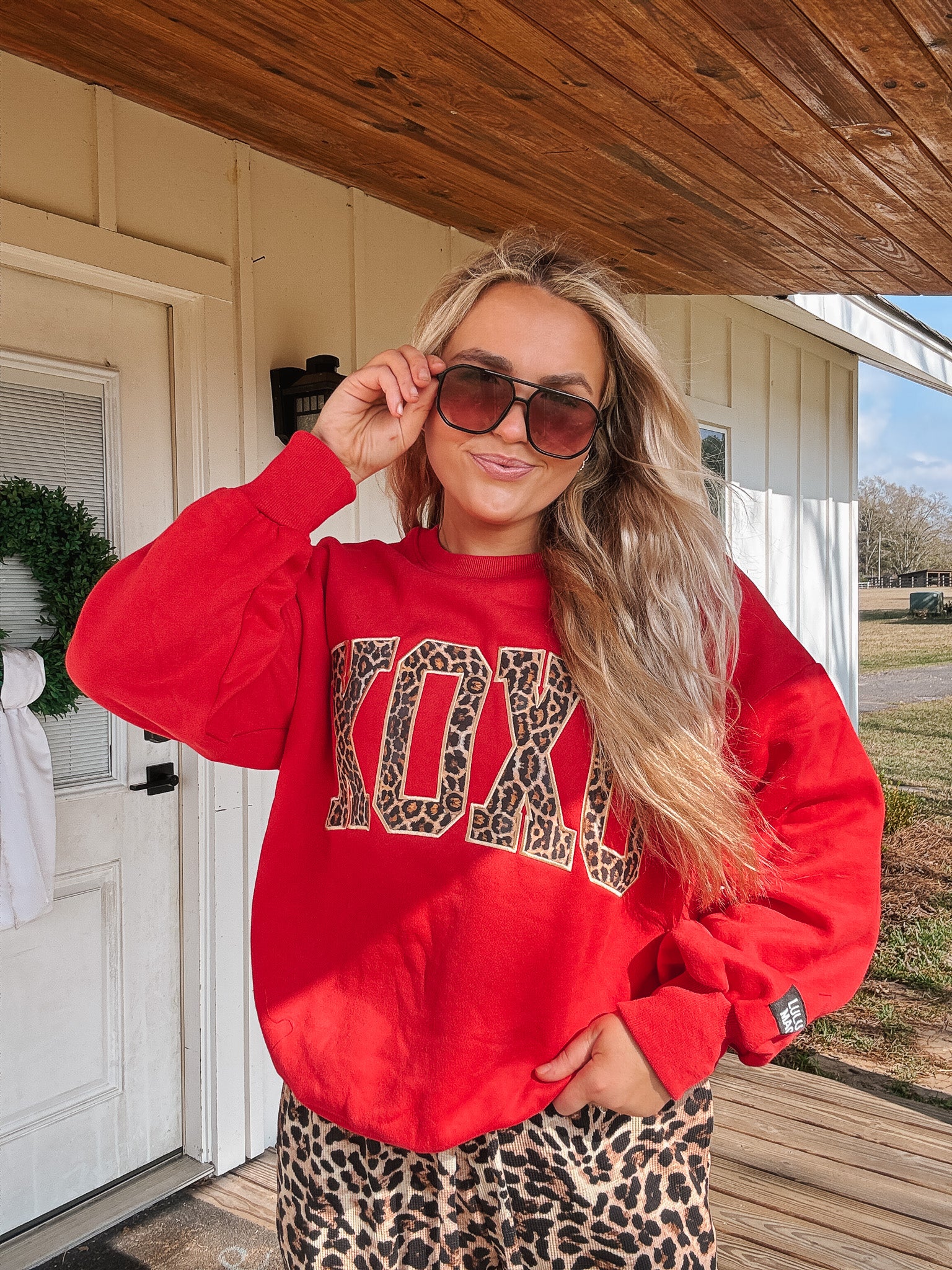 Lulu Mac XOXO Leopard Sweatshirt in Red