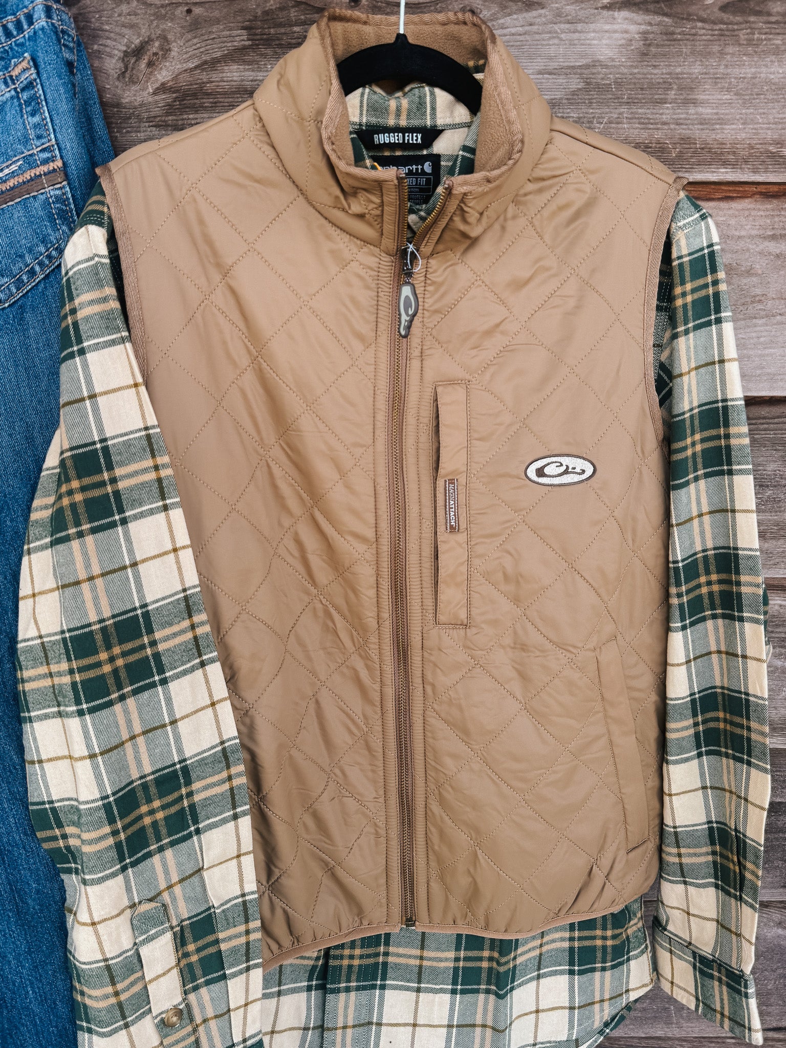 Men's Drake Delta Quilted Fleece Lined Tobacco Vest