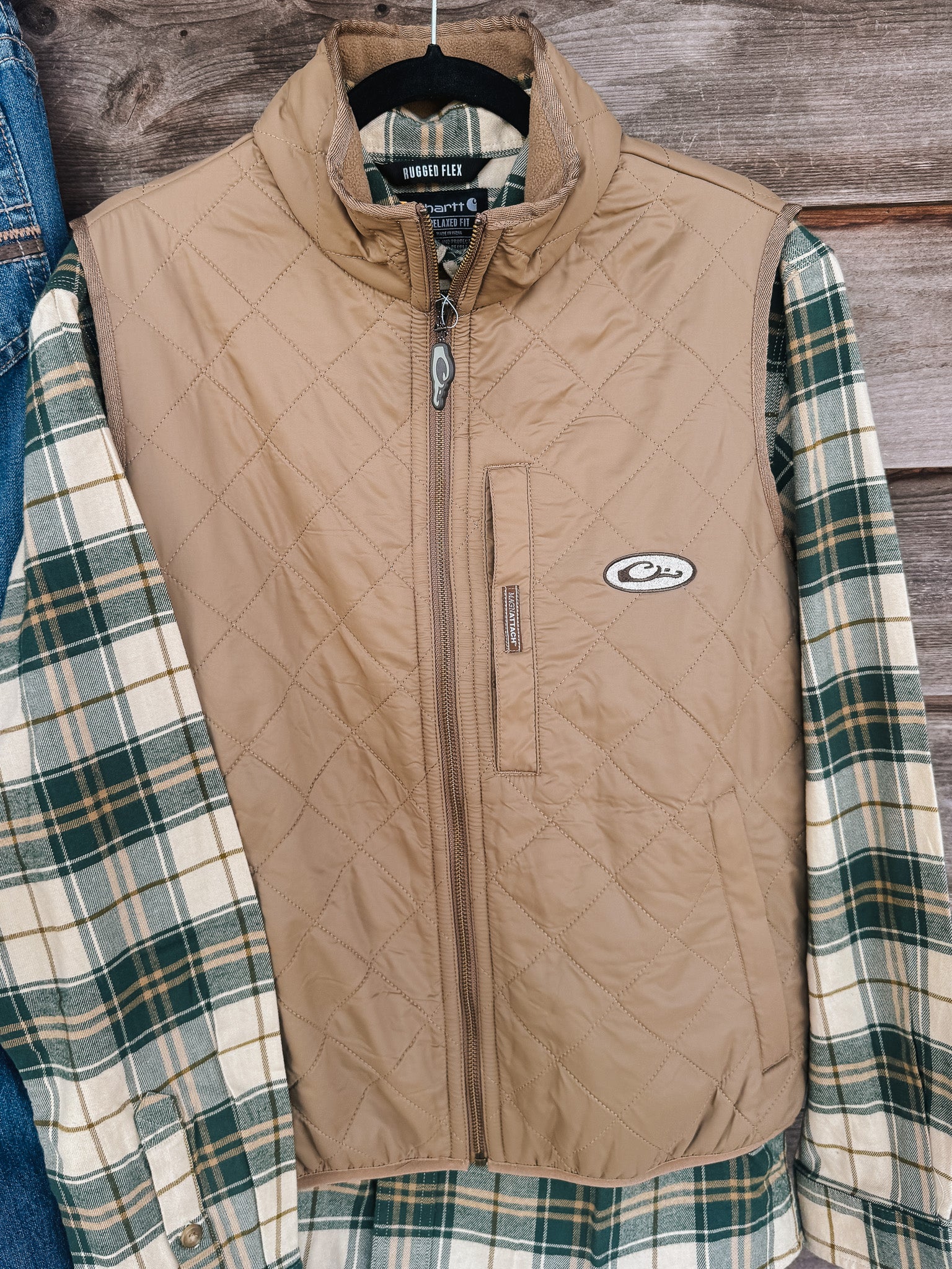 Men's Drake Delta Quilted Fleece Lined Tobacco Vest