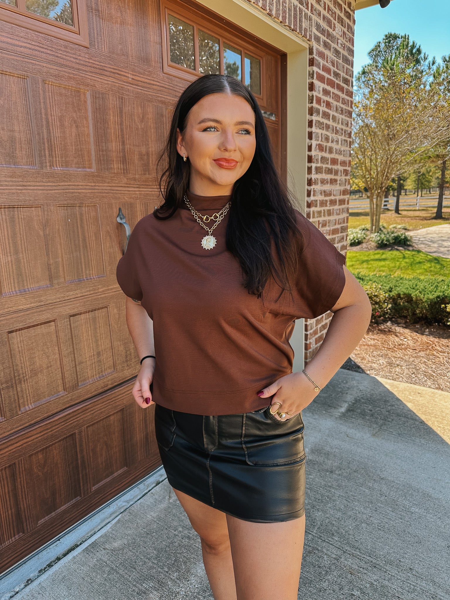 Autumn Flow Brown Top