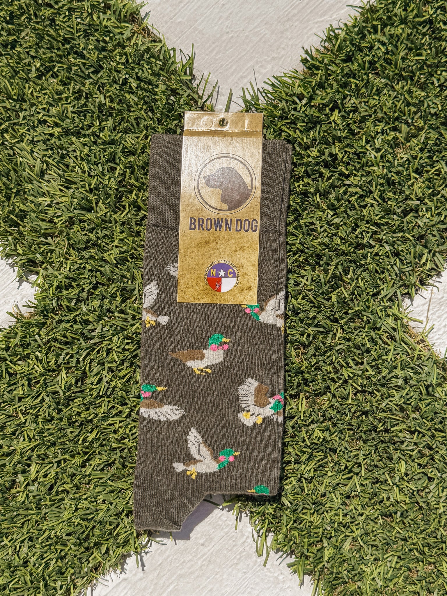 Men's Brown Dog Preppy Duck Socks