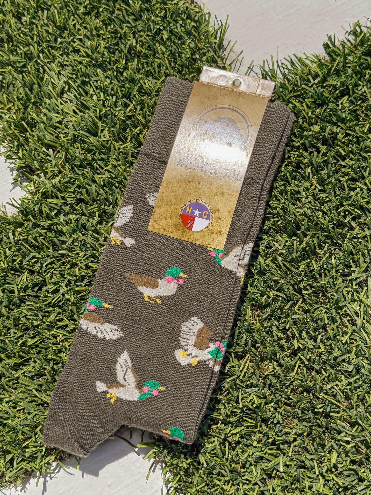 Men's Brown Dog Preppy Duck Socks