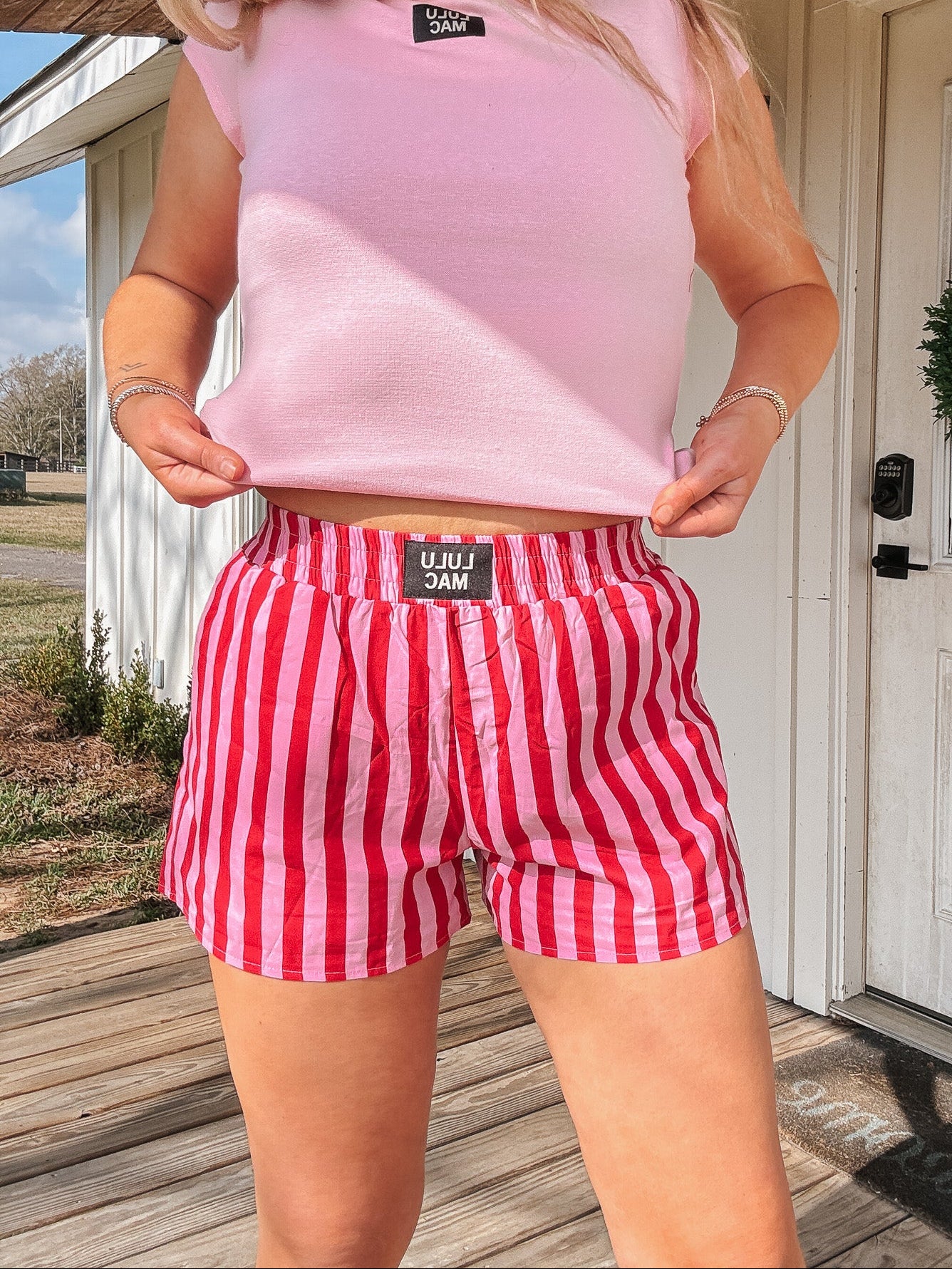 Lulu Mac Red/Pink Striped Boxer Short