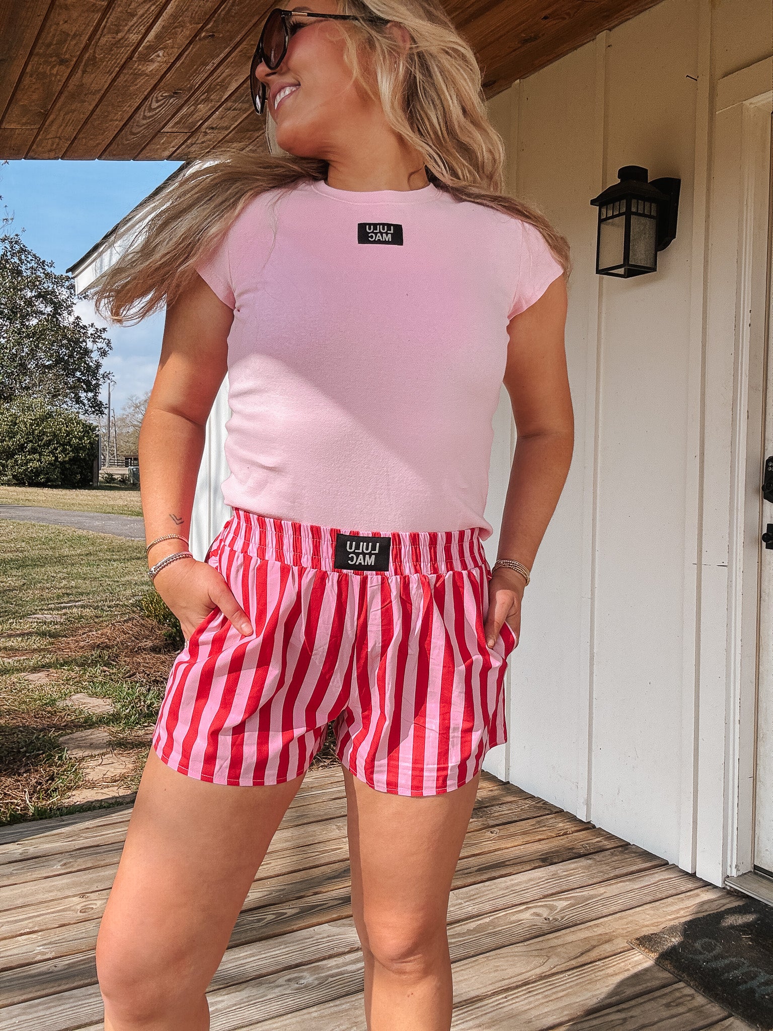 Lulu Mac Red/Pink Striped Boxer Short