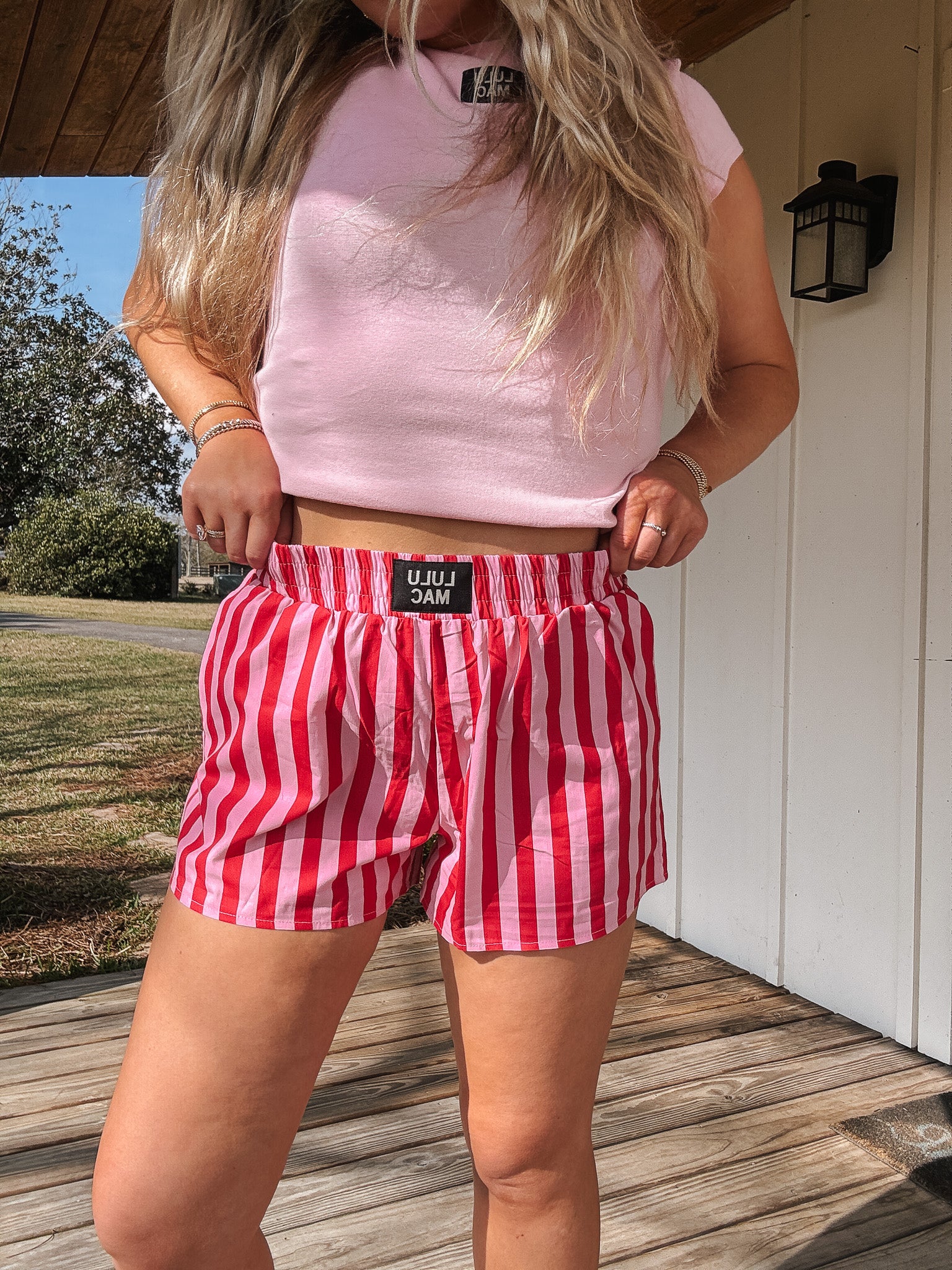 Lulu Mac Red/Pink Striped Boxer Short