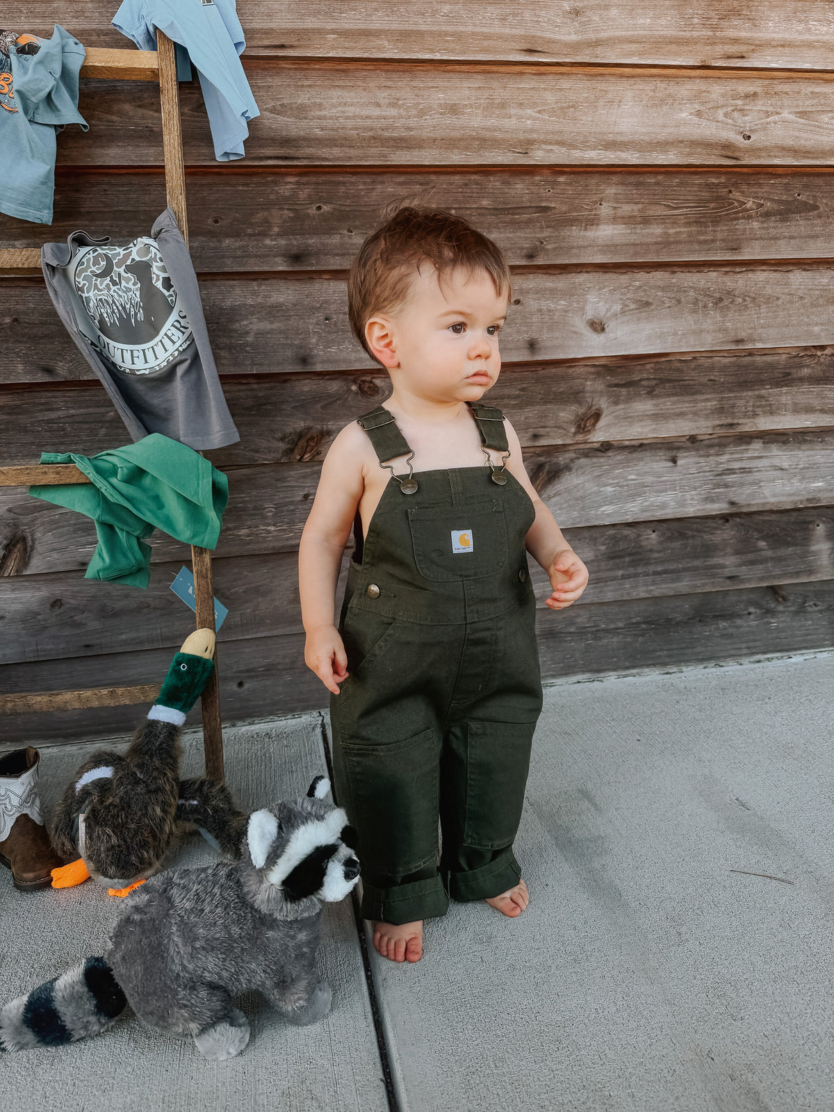 Carhartt | Infant & Toddler Loose Fit Canvas Bib Overalls in Olive