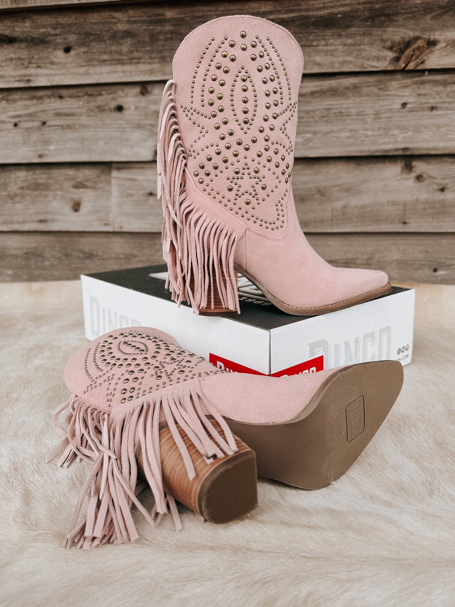 Dingo Star Power Suede Leather Booties in Pink