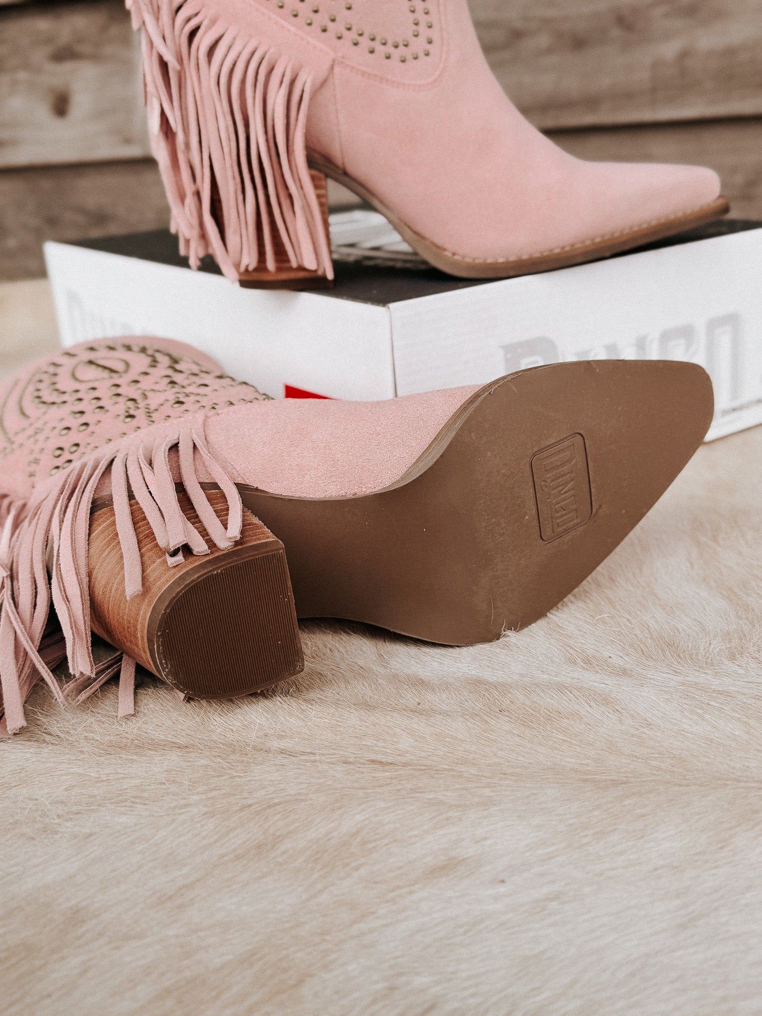 Dingo Star Power Suede Leather Booties in Pink