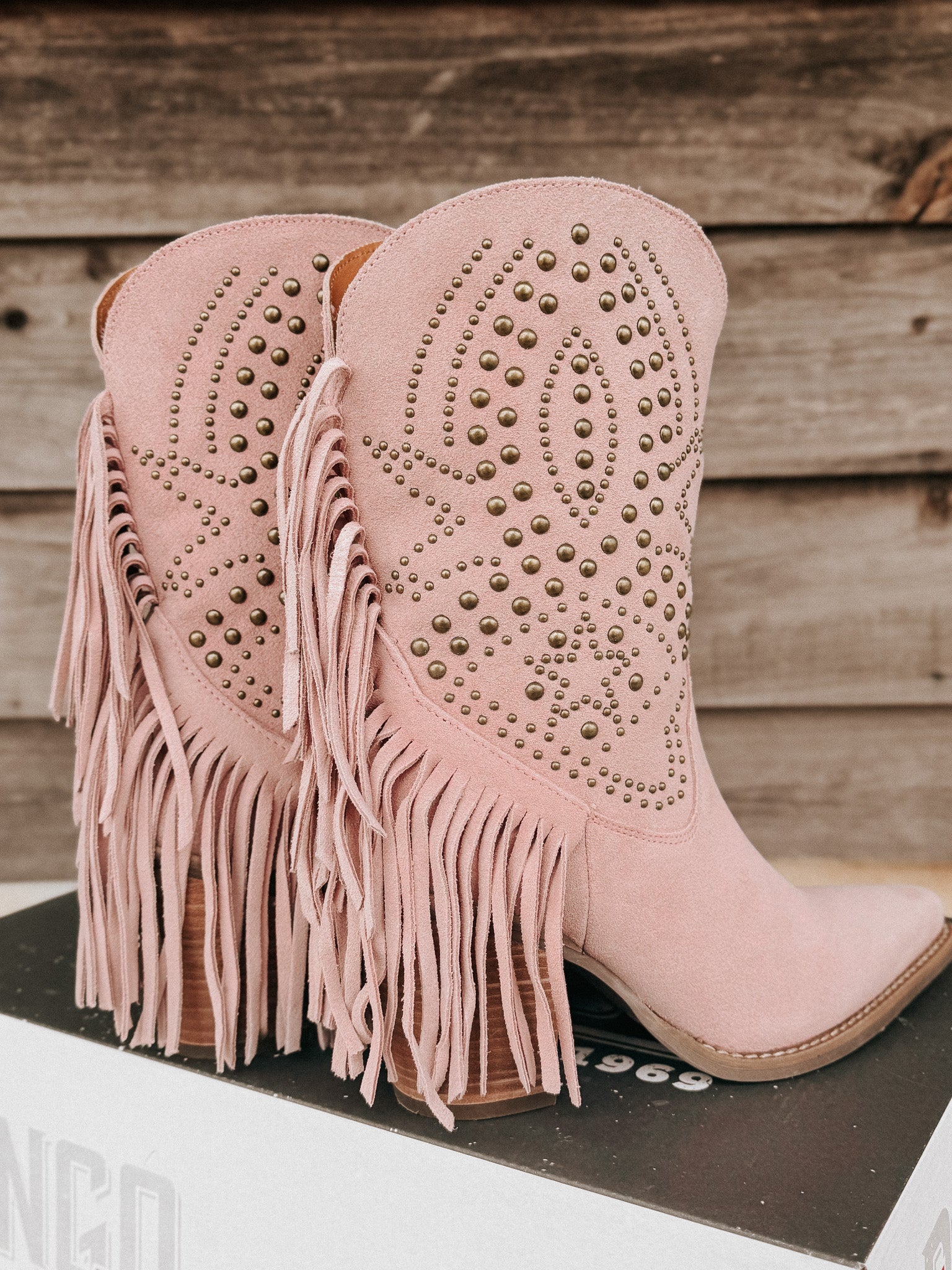 Dingo Star Power Suede Leather Booties in Pink
