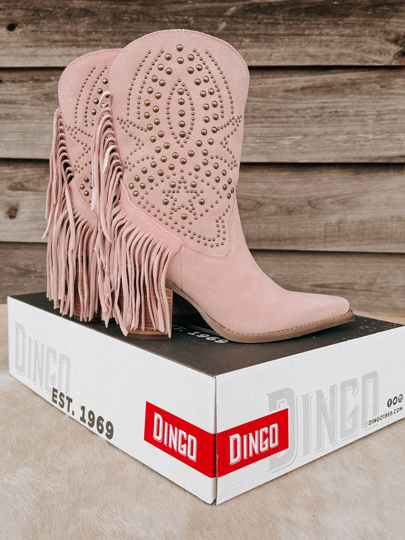 Dingo Star Power Suede Leather Booties in Pink