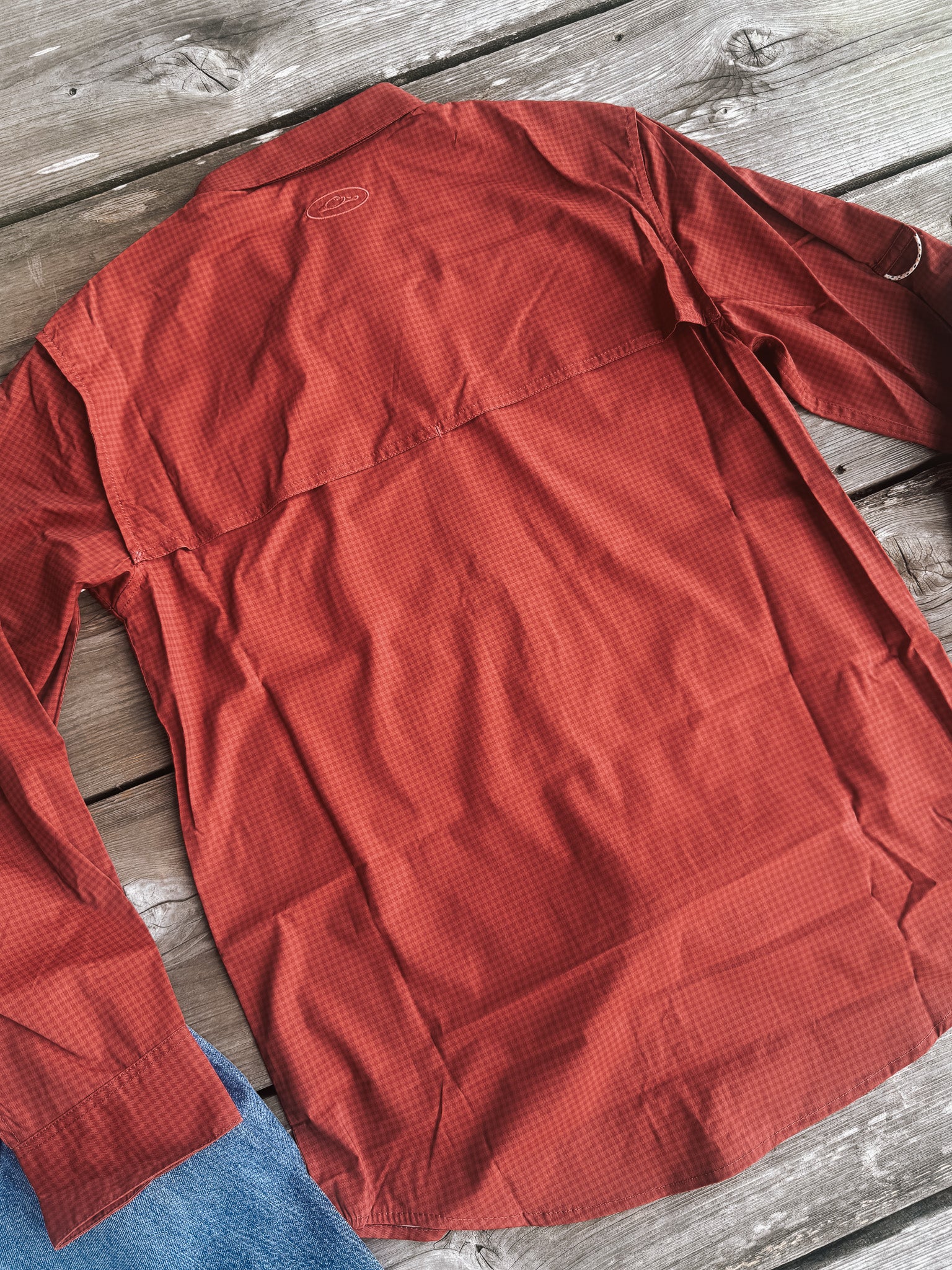 Men's Drake Frat Gingham Check Button-Down Long Sleeve Shirt in Tomato