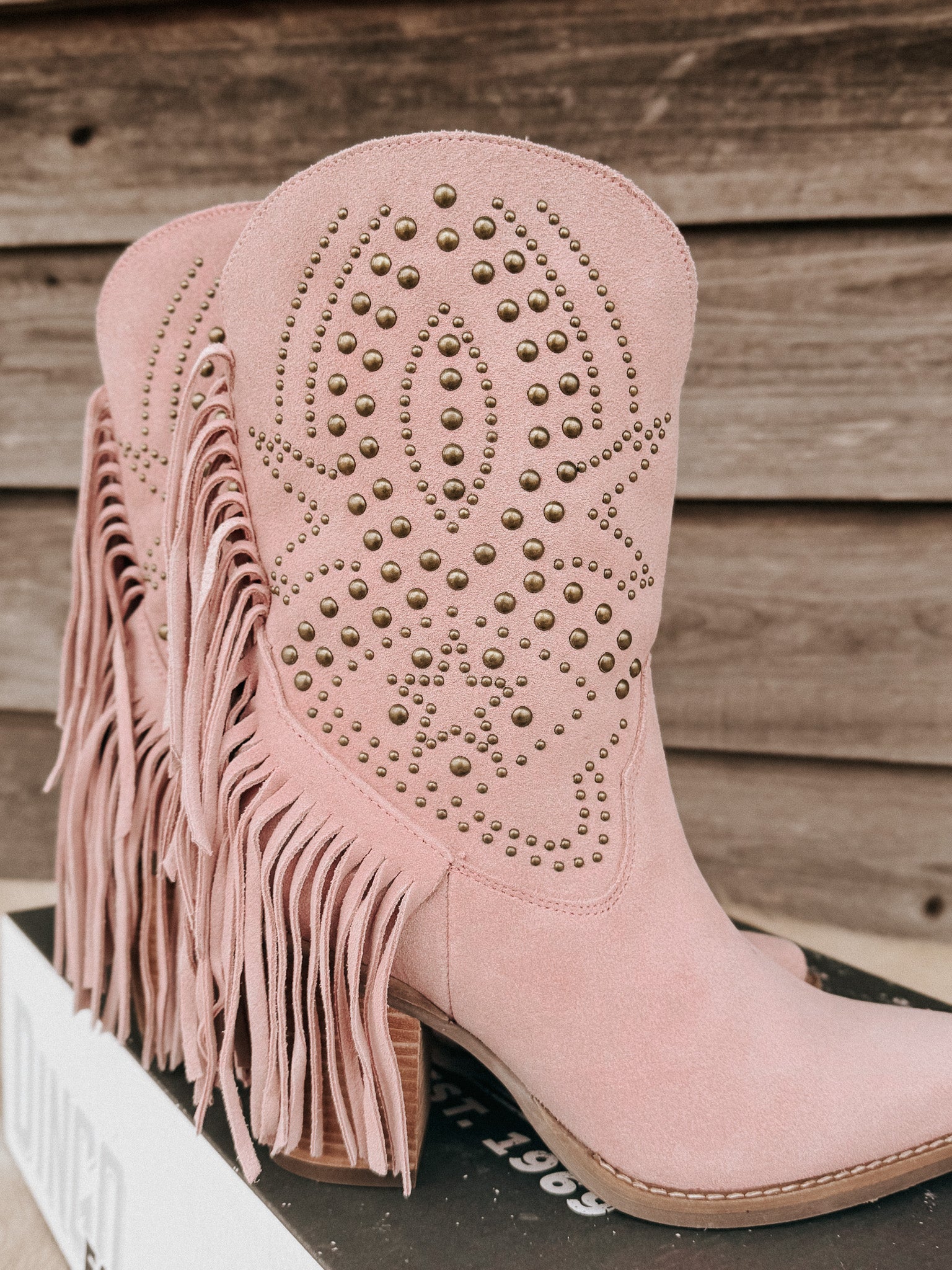 Dingo Star Power Suede Leather Booties in Pink