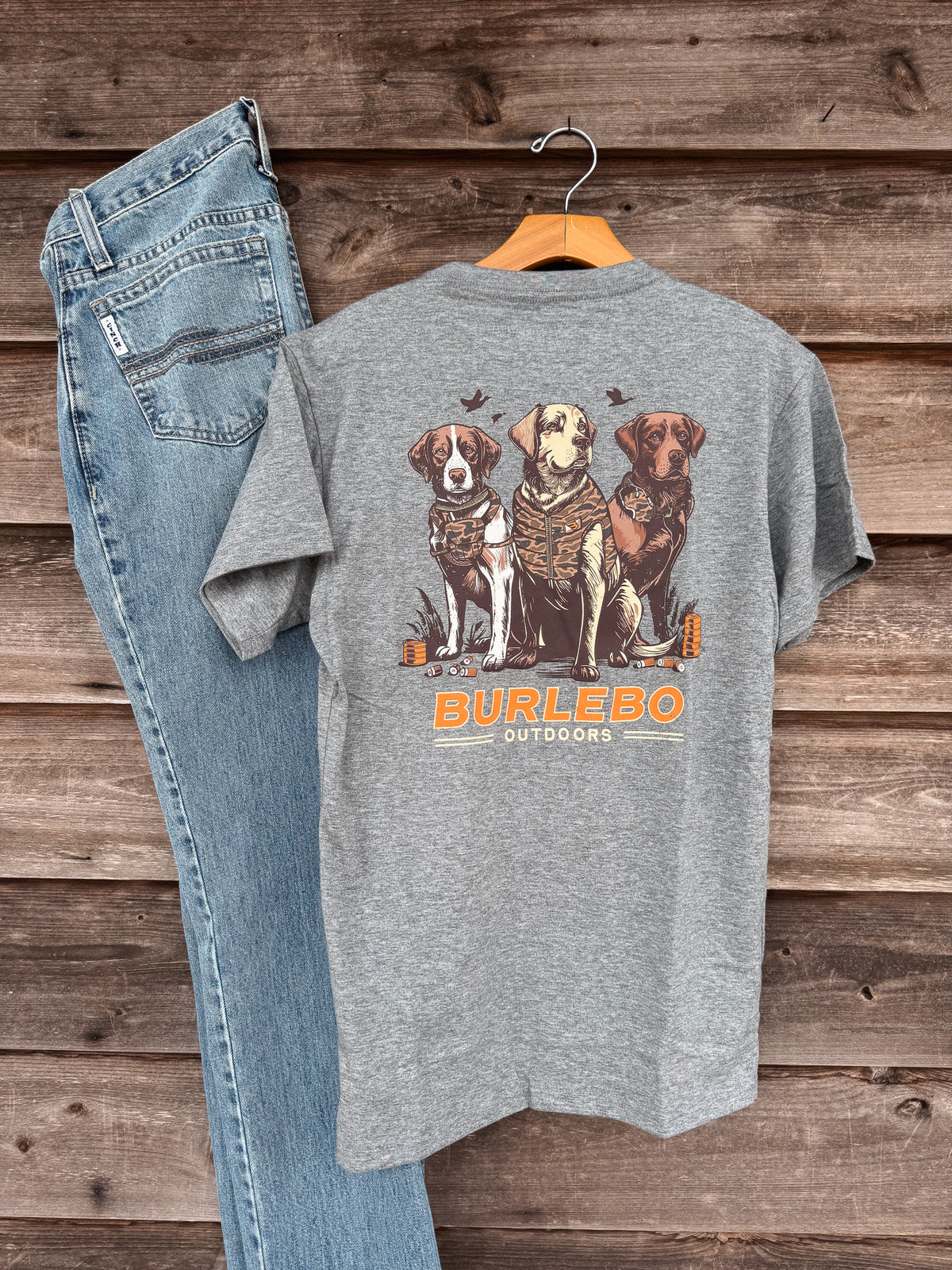 Burlebo | Men's  Camo Duck Dogs T-Shirt - Dark Heather Grey
