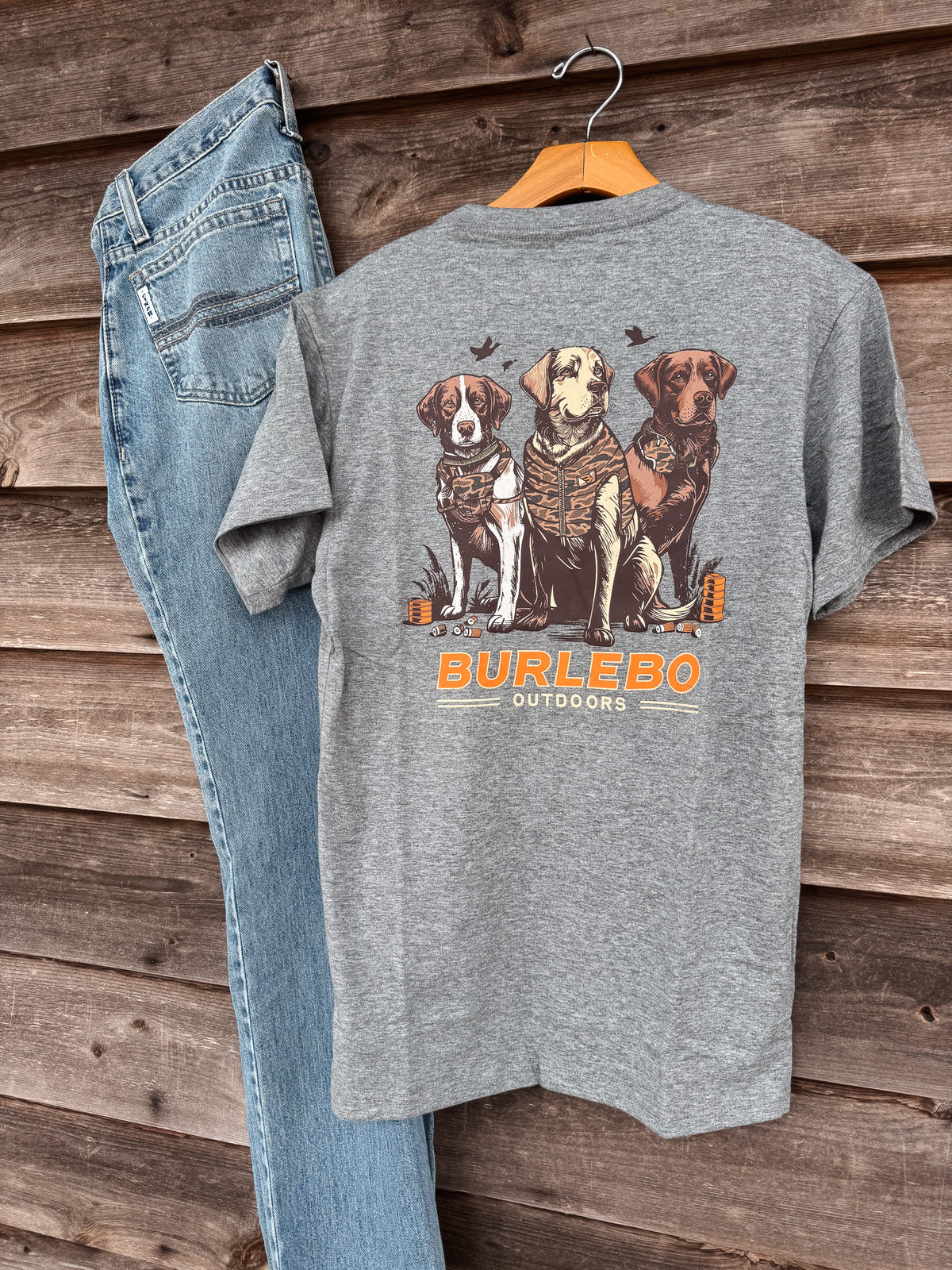 Burlebo | Men's  Camo Duck Dogs T-Shirt - Dark Heather Grey
