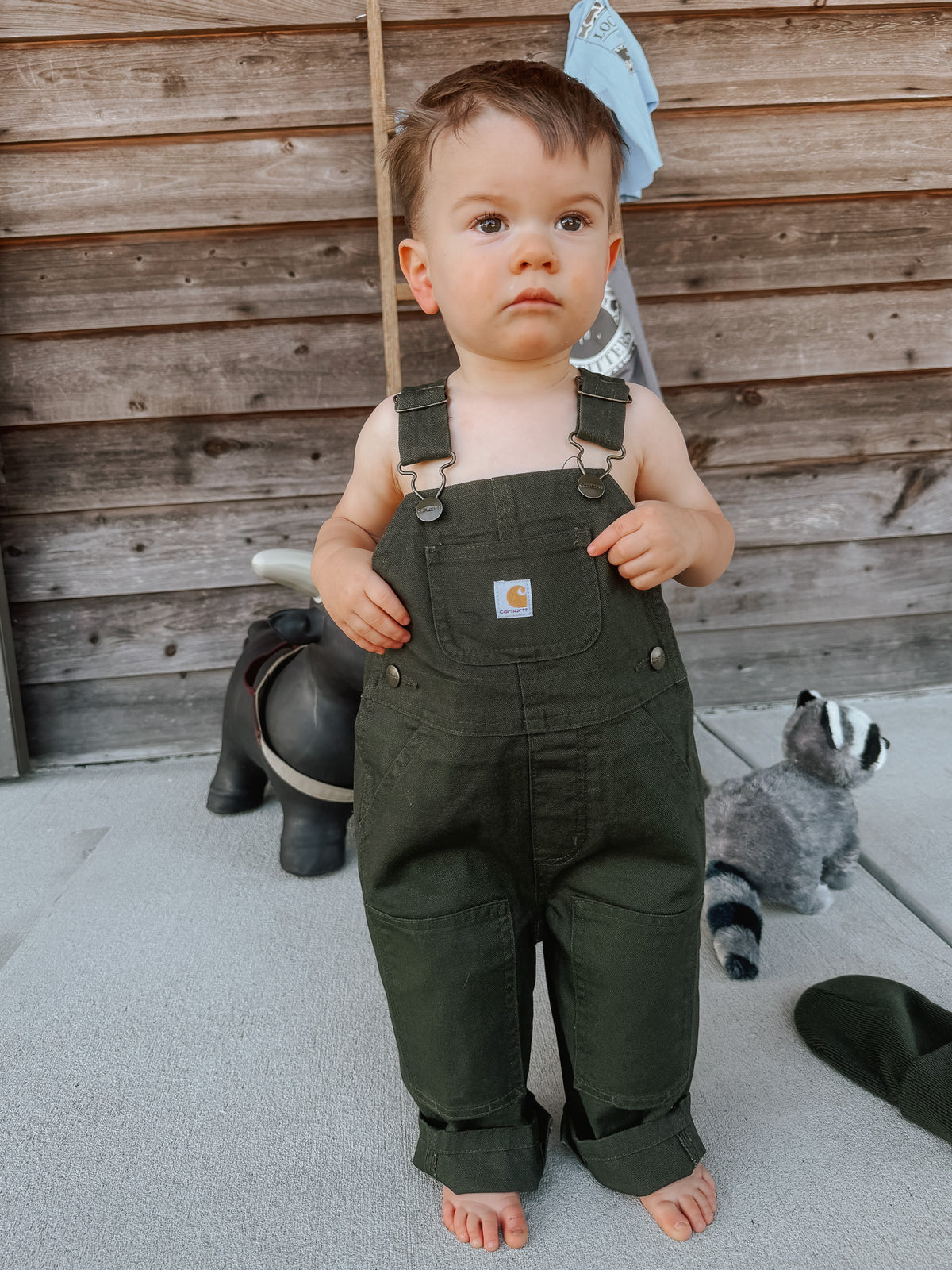 Carhartt | Infant & Toddler Loose Fit Canvas Bib Overalls in Olive