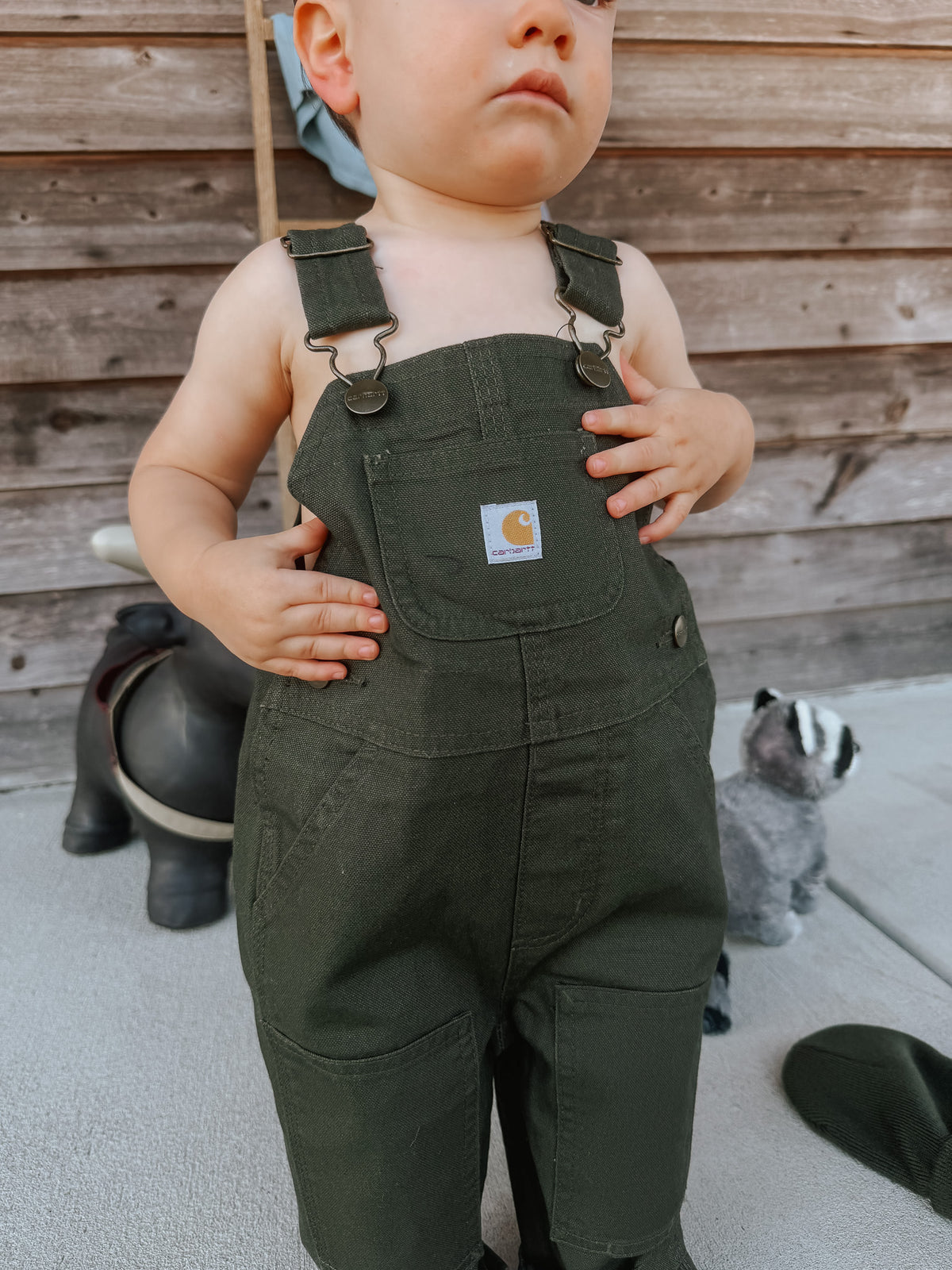 Carhartt | Infant & Toddler Loose Fit Canvas Bib Overalls in Olive