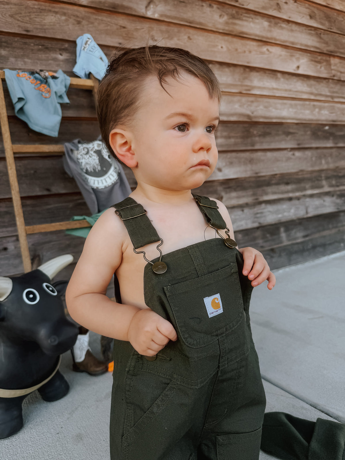 Carhartt | Infant & Toddler Loose Fit Canvas Bib Overalls in Olive