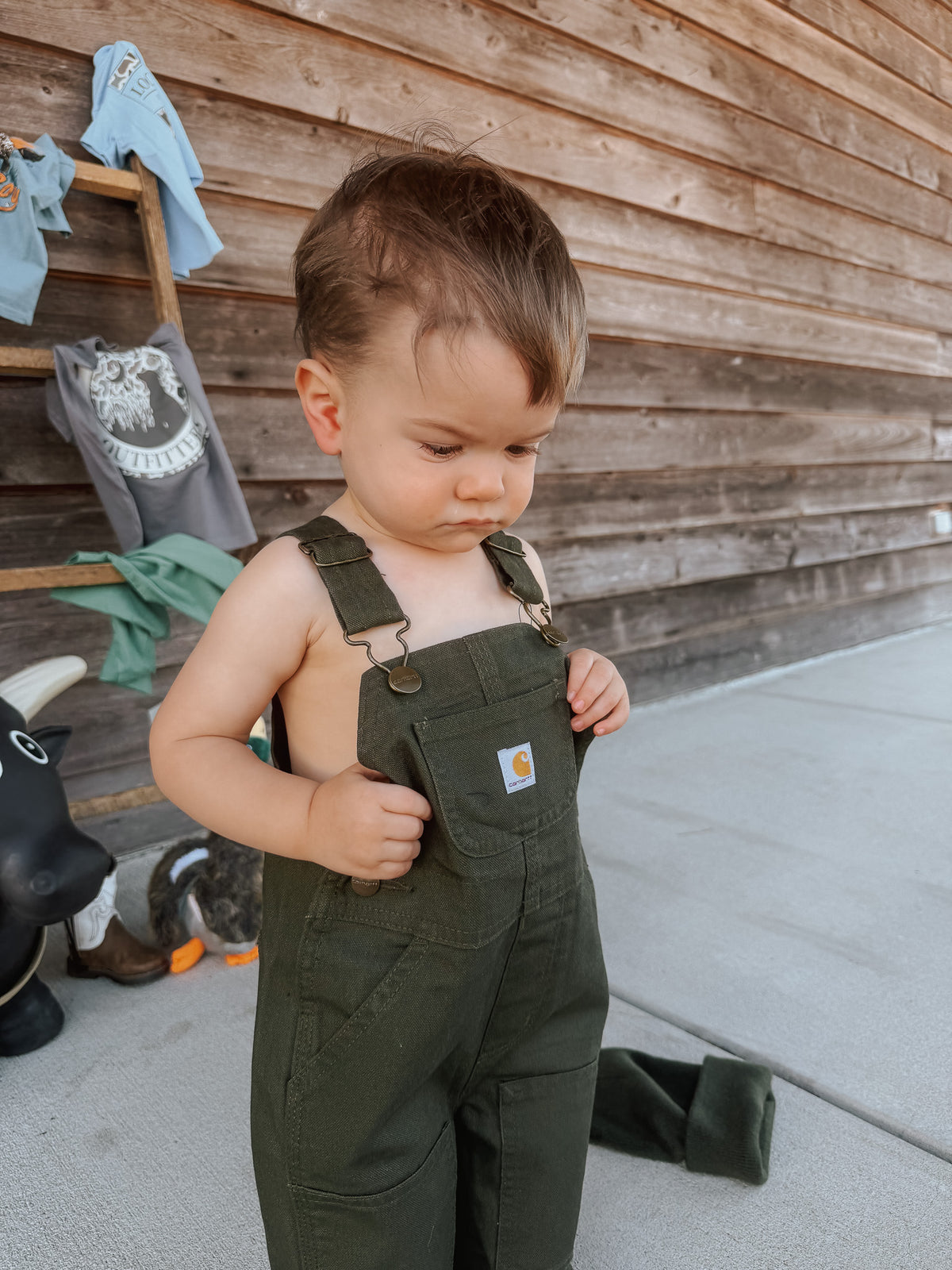 Carhartt | Infant & Toddler Loose Fit Canvas Bib Overalls in Olive