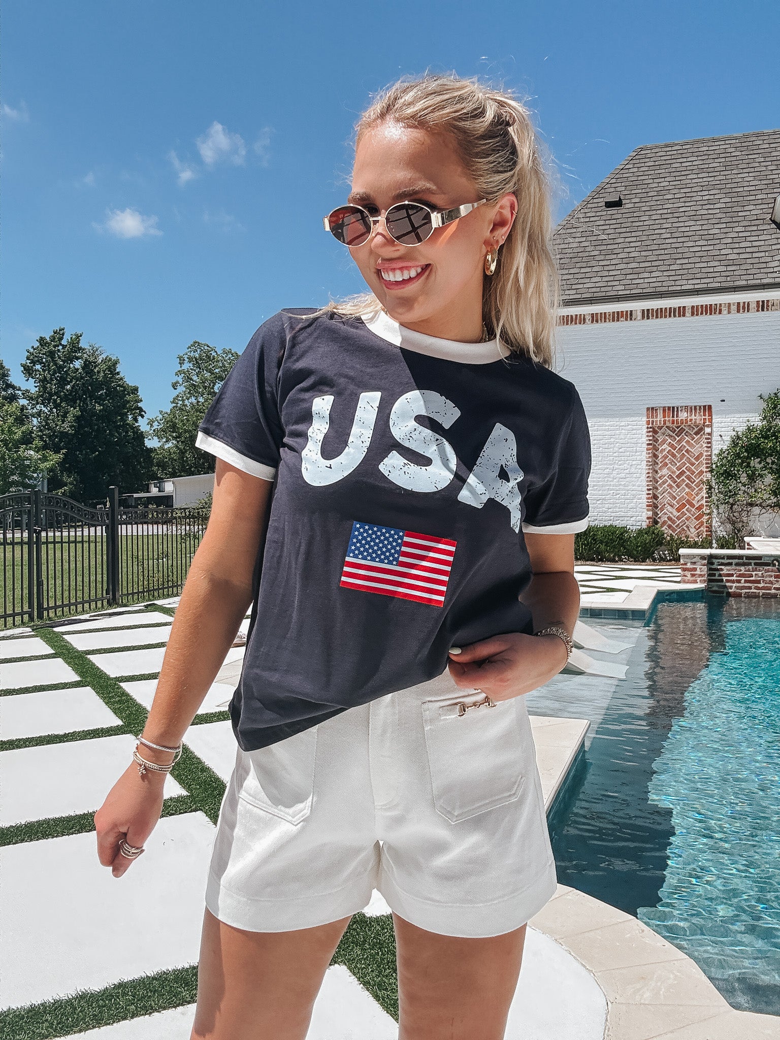 USA Tee in Navy