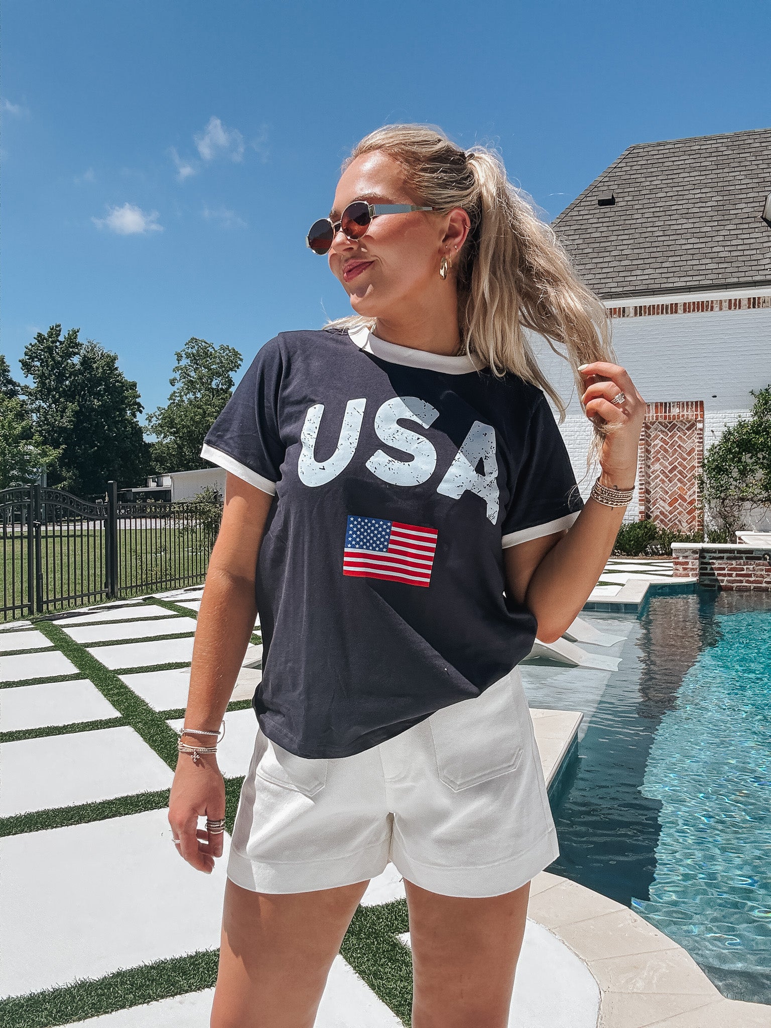 USA Tee in Navy