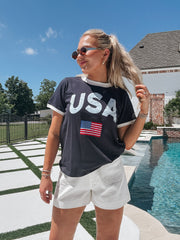 USA Tee in Navy