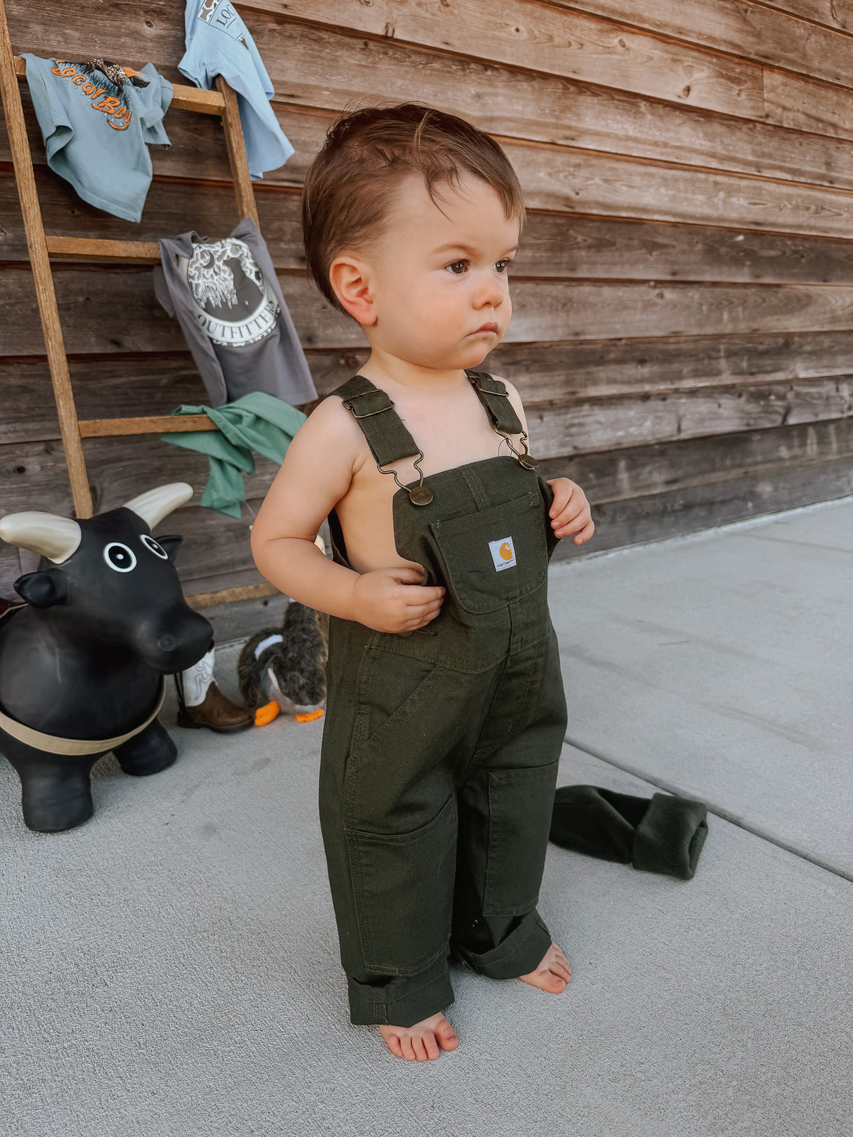 Carhartt | Infant & Toddler Loose Fit Canvas Bib Overalls in Olive