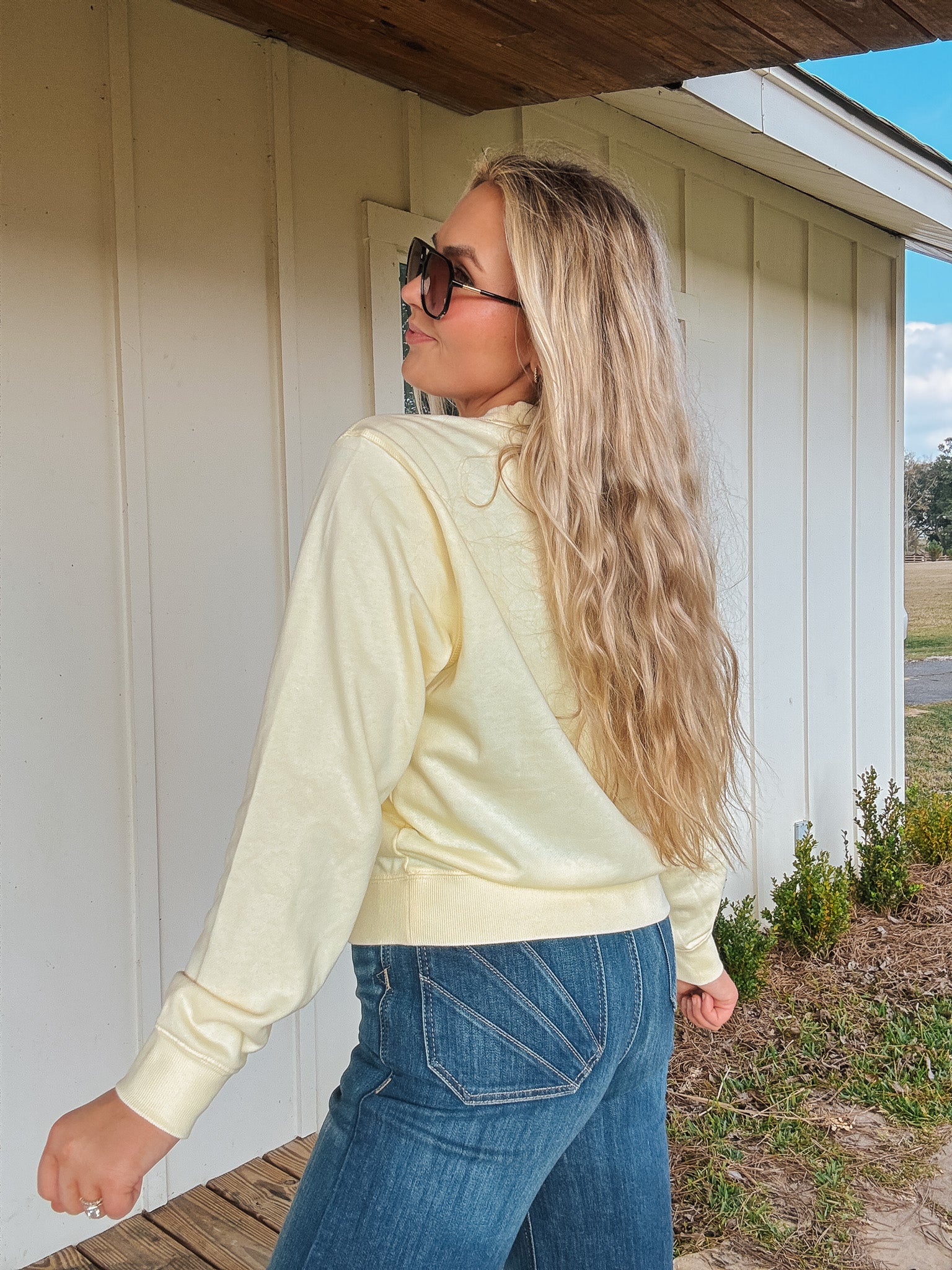 Women's Ariat Essential Crew Sweatshirt in Yellow
